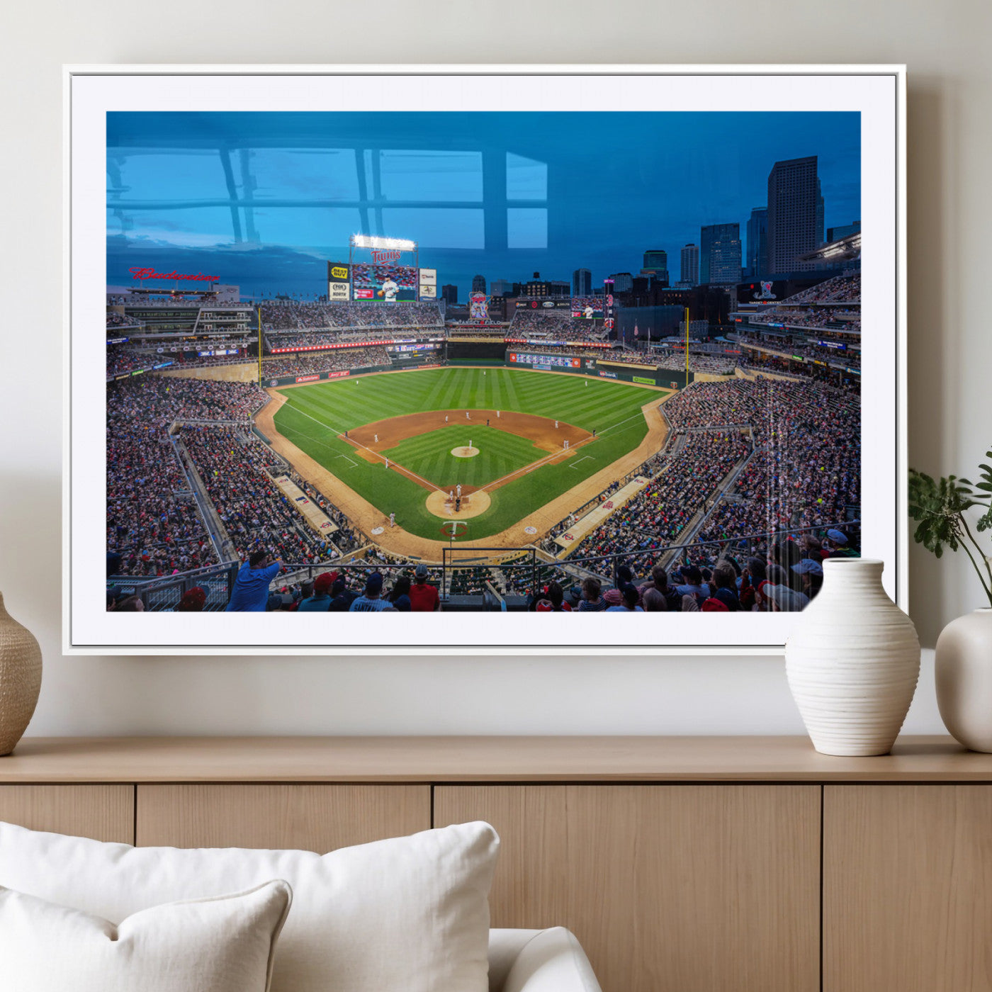 77273035-MGV-CV-36X24-Baseball Stadium Wall Art – Panoramic Evening Game Canvas Print, Sports Fan Decor for Man Cave, Office, Bar, or Living Room