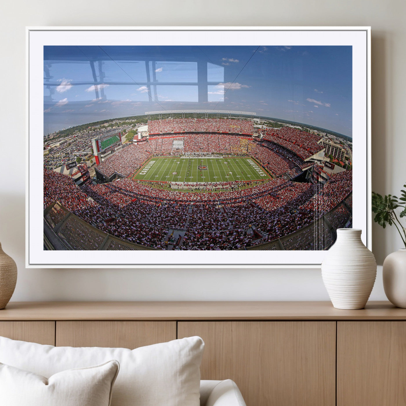 29492070-MGC-FP-36x24_White-Stadium Wall Art – Panoramic College Football Canvas Print, Game Day Crowd and Field Scene, Sports Photography Decor for Office,