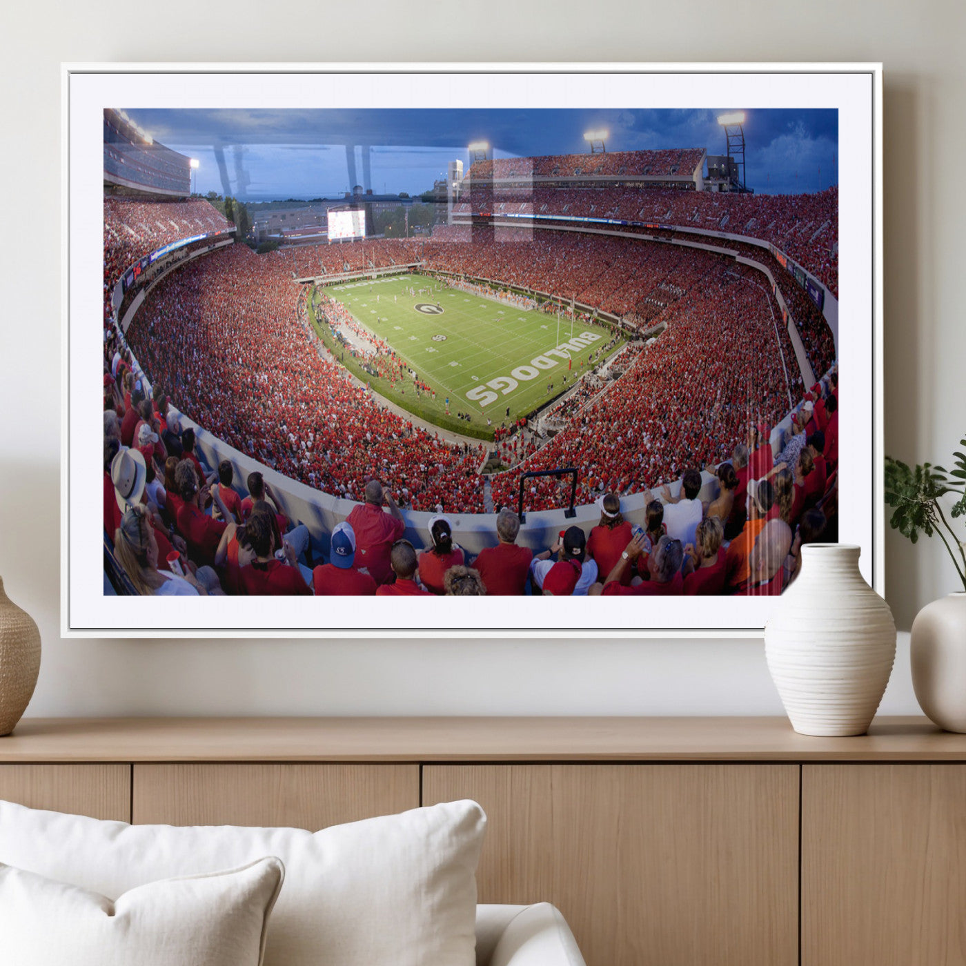 10244378-MGC-FP-36x24_White-Sanford Stadium Wall Art – Panoramic Georgia Bulldogs Day Game Football Canvas Print, Game Day Crowd Sports Decor for Office, Man
