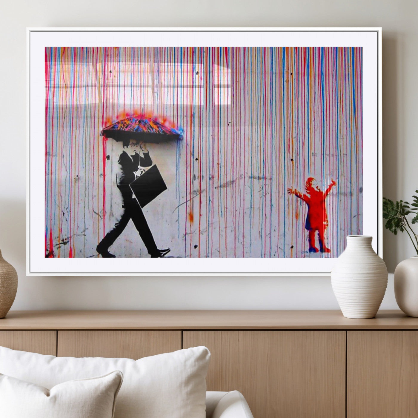 69505-MGV-CV-36X24-Graffiti Girl Wall Art Canvas Print, Framed Urban Contrast Art Picture Print, Vibrant Graffiti Perfect Urban Pop Decor Artwork