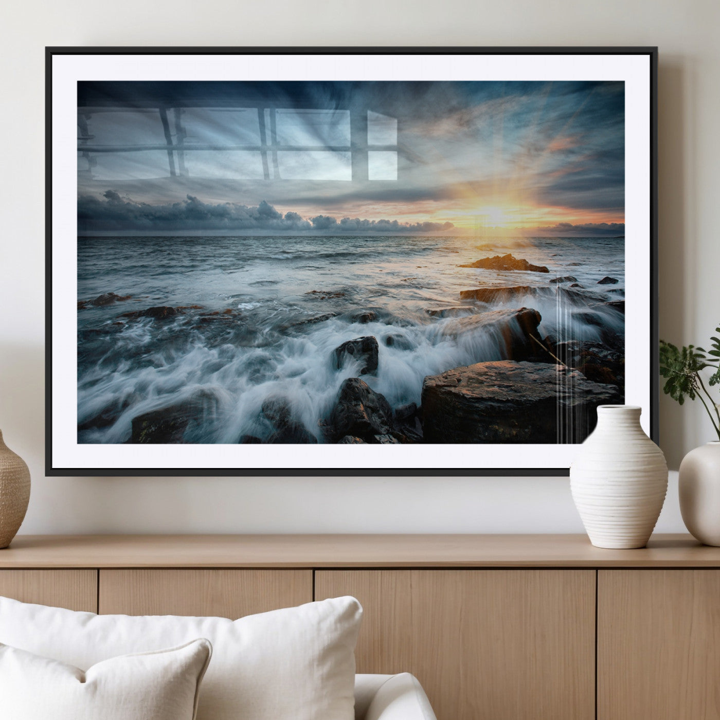 33428-MGV-CV-36X24-Ocean Sunrise Wall Art – Serene Seascape Canvas Print, Coastal Home or Office Decor, Perfect for Living Room, Bedroom, or Study