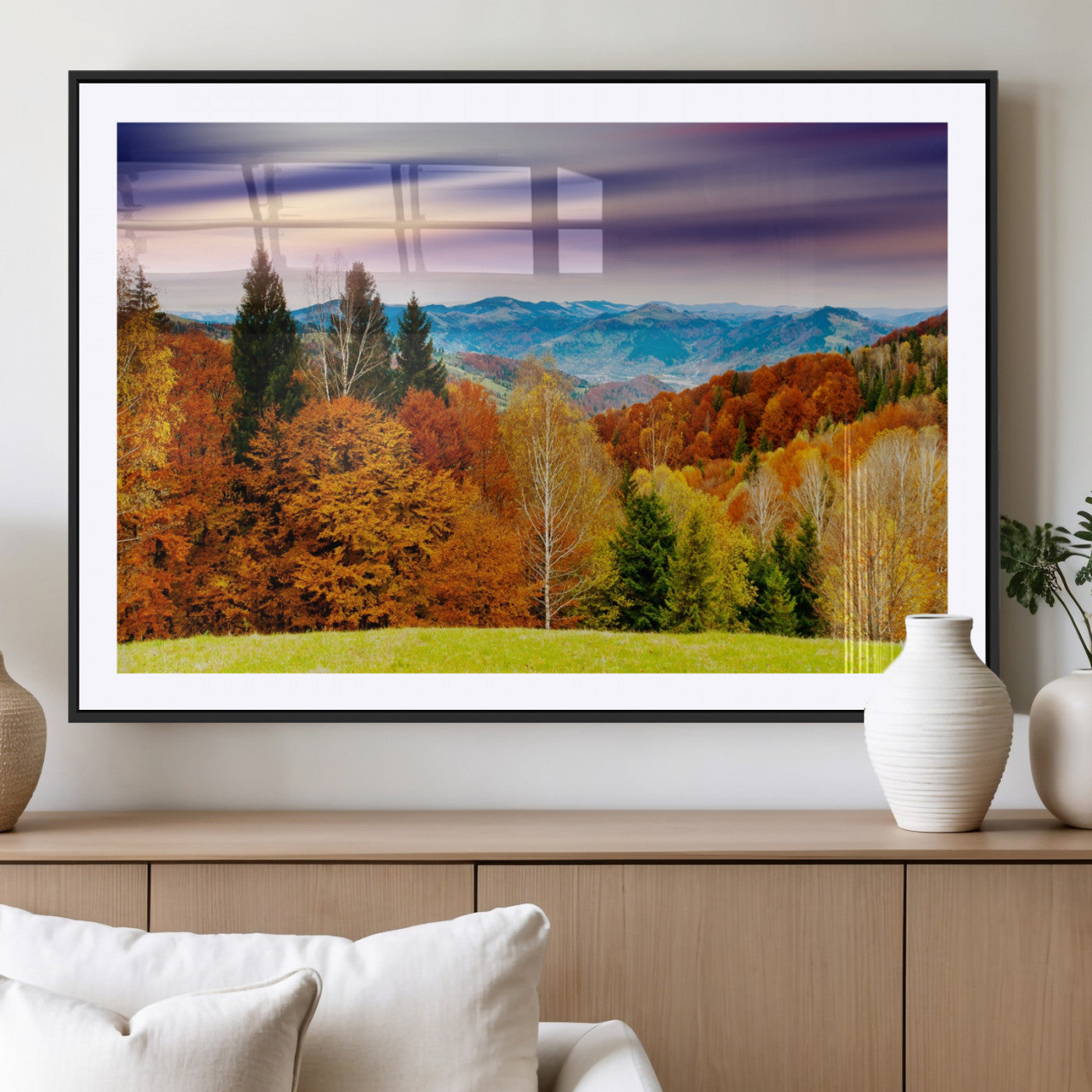 58007-MGV-CV-36X24-Autumn Mountain Landscape Wall Art – Stunning Fall Forest Canvas Print, Cozy Nature Decor for Home or Office