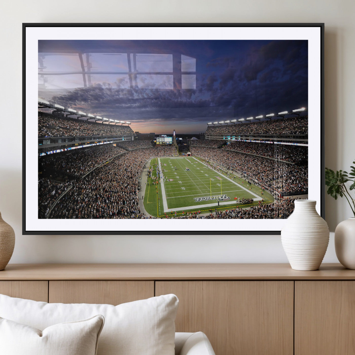 52712-MGV-CV-36X24-Gillette Stadium Field Wall Art Canvas Print, Framed Massachusetts Stadium Art Picture Print, Gillette Stadium Perfect Sport Room