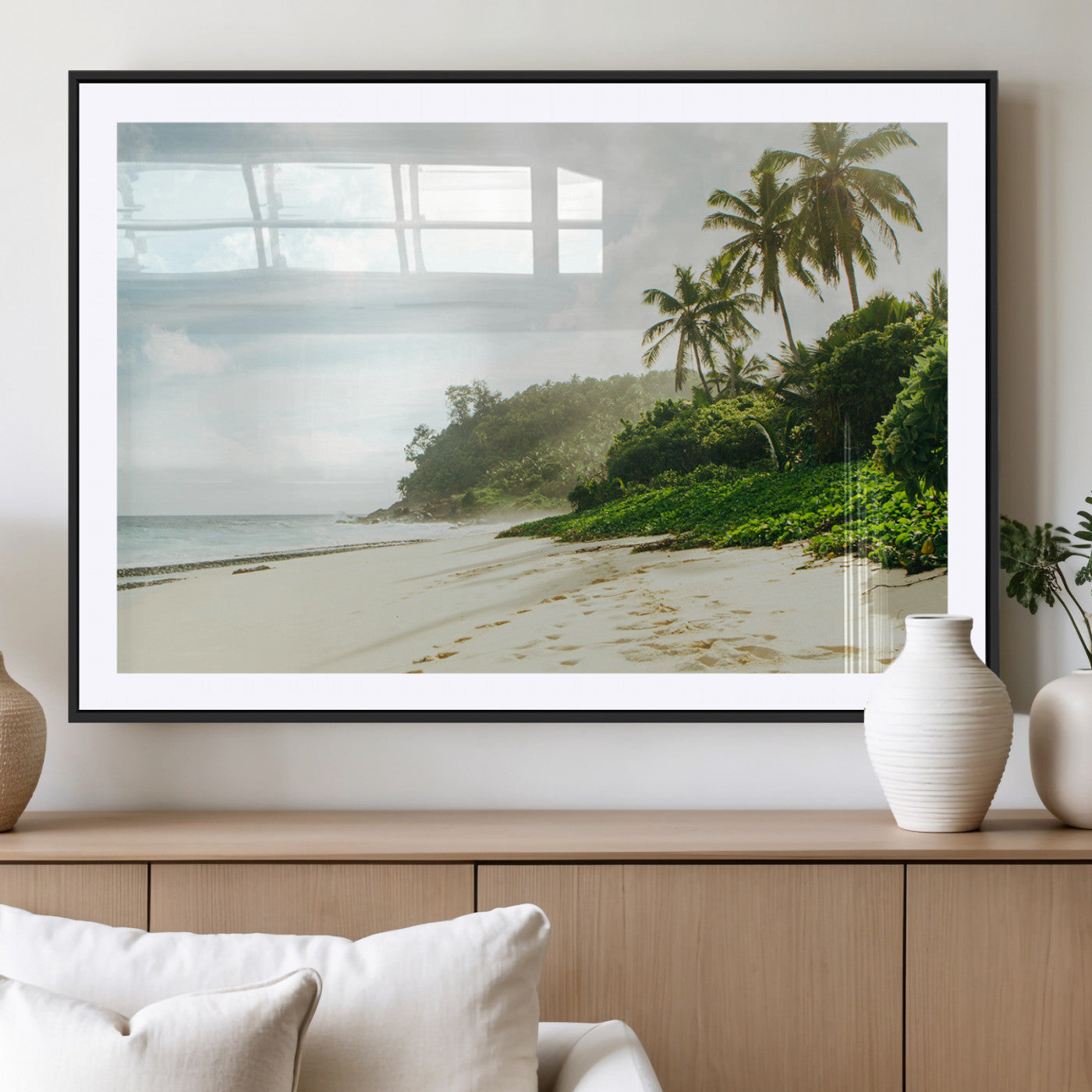 42984524-MGV-CV-36X24-Relaxing Beach Wall Art Canvas Print, Framed Ocean View Art Picture Print, Coastal Serenity Perfect Tropical Coastal Decor Artwork
