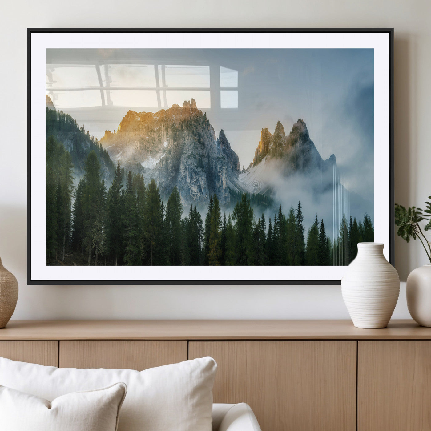 21145440-MGV-CV-36X24-Wilderness Wall Art Wall Art Canvas Print, Framed Nature Landscape Decor Art Picture Print, Misty Forest Photography Perfect