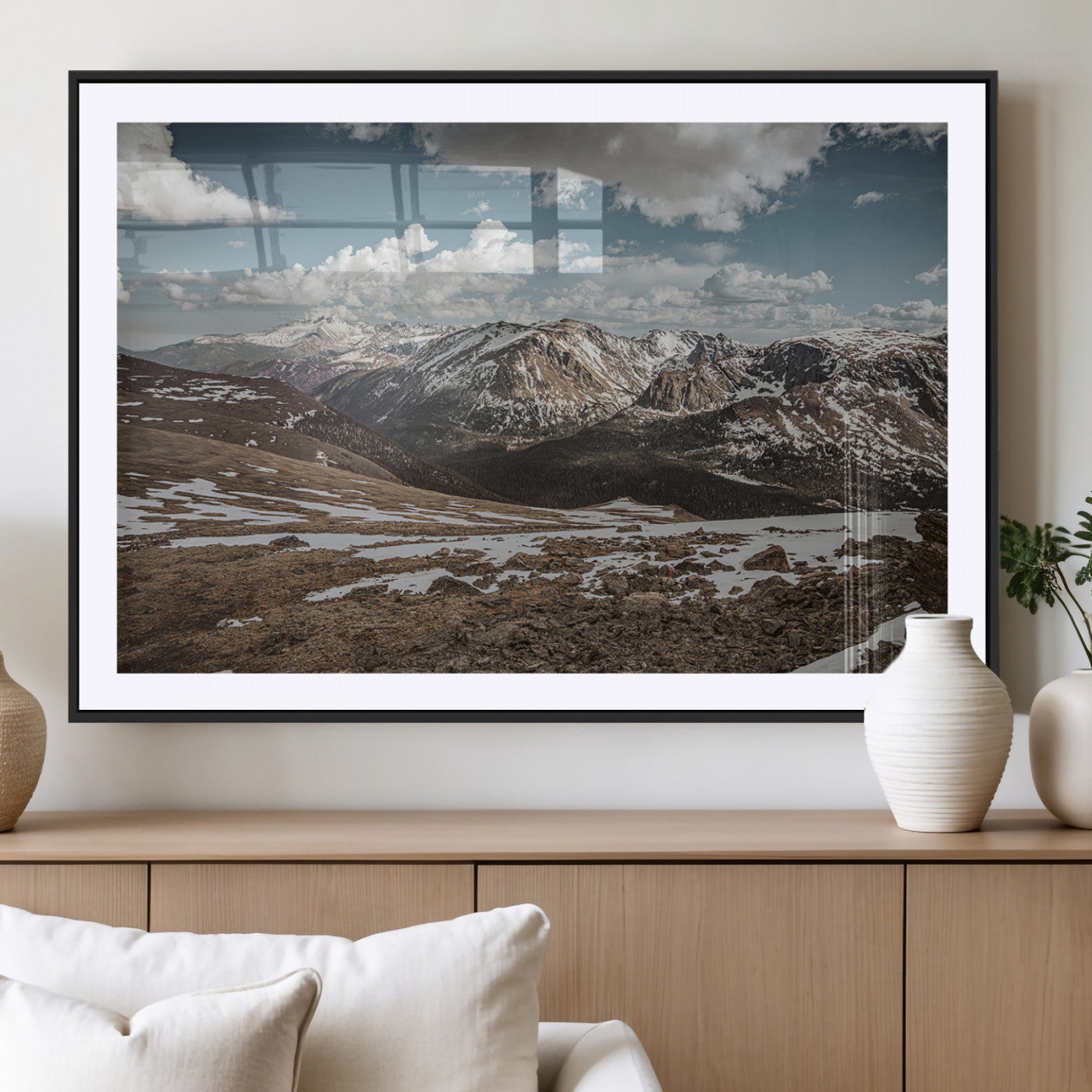 44565953-MGV-CV-36X24-Mountain Landscape Wall Art Canvas Print, Framed Snowy Peaks Art Picture Print, Rugged Highlands Perfect Rustic Adventure Decor