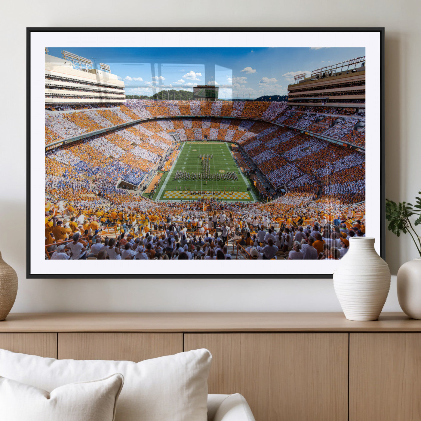 64238859-MGV-CV-36X24-Neyland Stadium Wall Art – Tennessee Volunteers Checkerboard Game Day Canvas Print, College Football Panorama Decor for Man Cave
