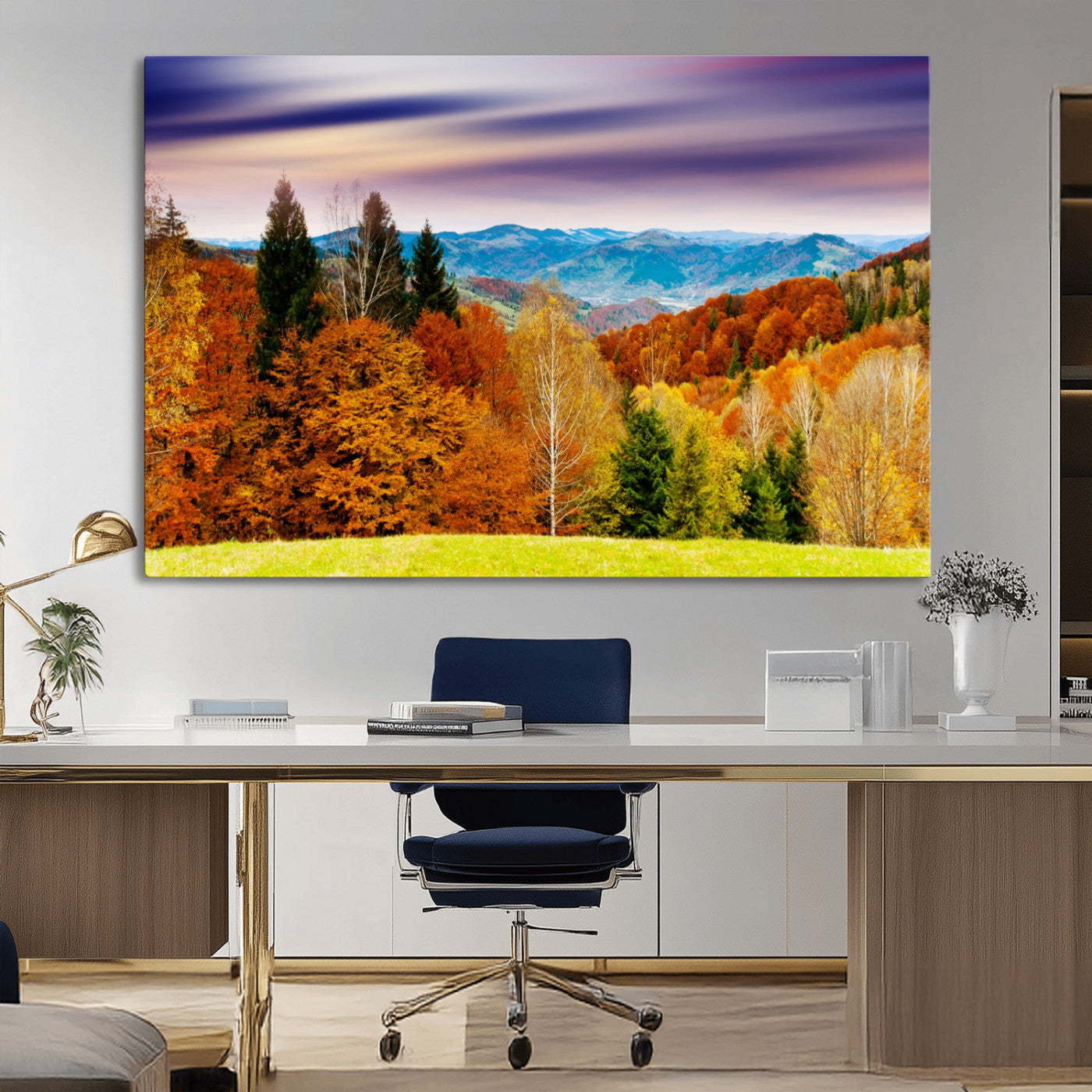 58007-MGV-CV-36X24-Autumn Mountain Landscape Wall Art – Stunning Fall Forest Canvas Print, Cozy Nature Decor for Home or Office