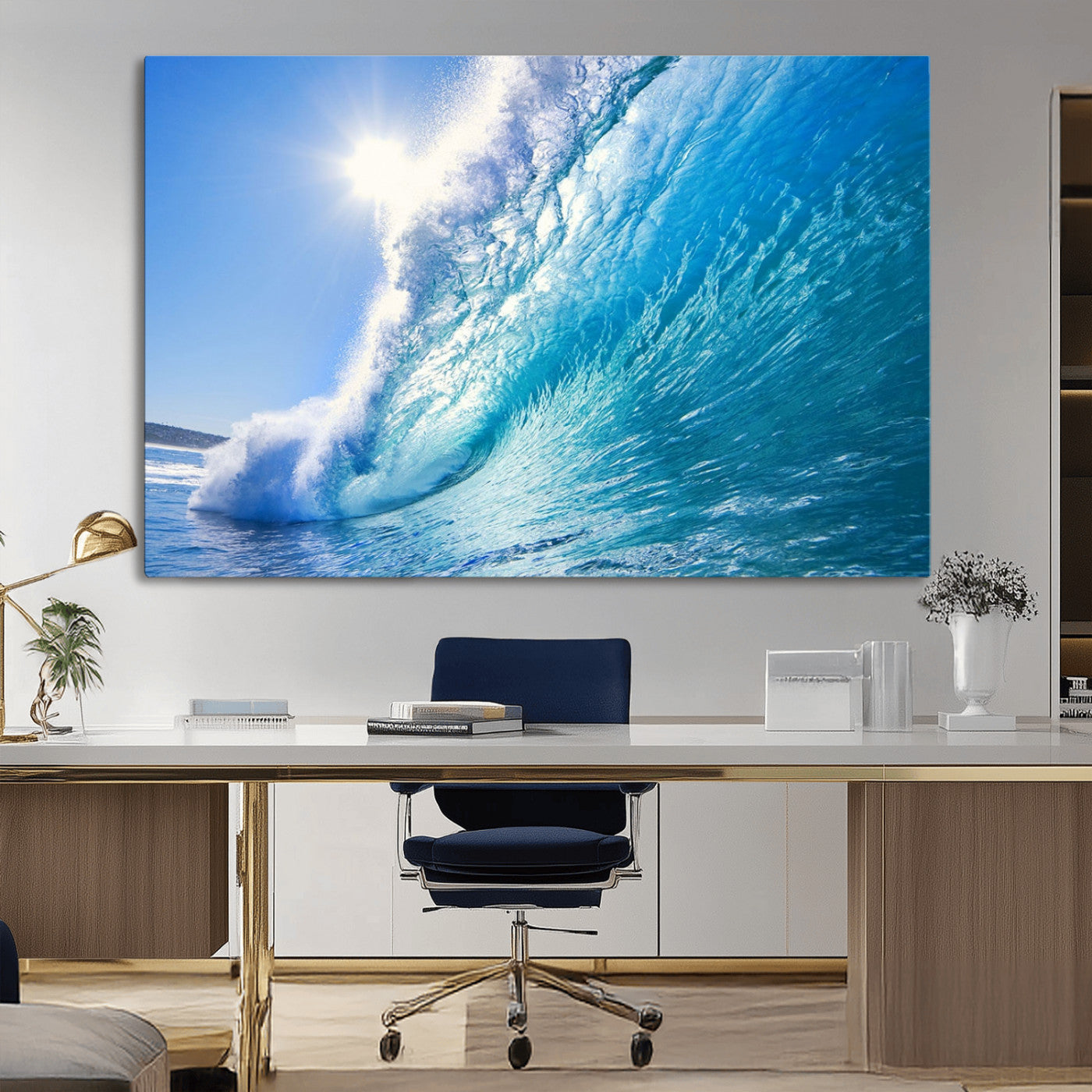 37494-MGV-CV-36X24-Ocean Wave Canvas Art – Stunning Blue Wave Photography, Coastal Wall Decor for Living Room, Bedroom or Office