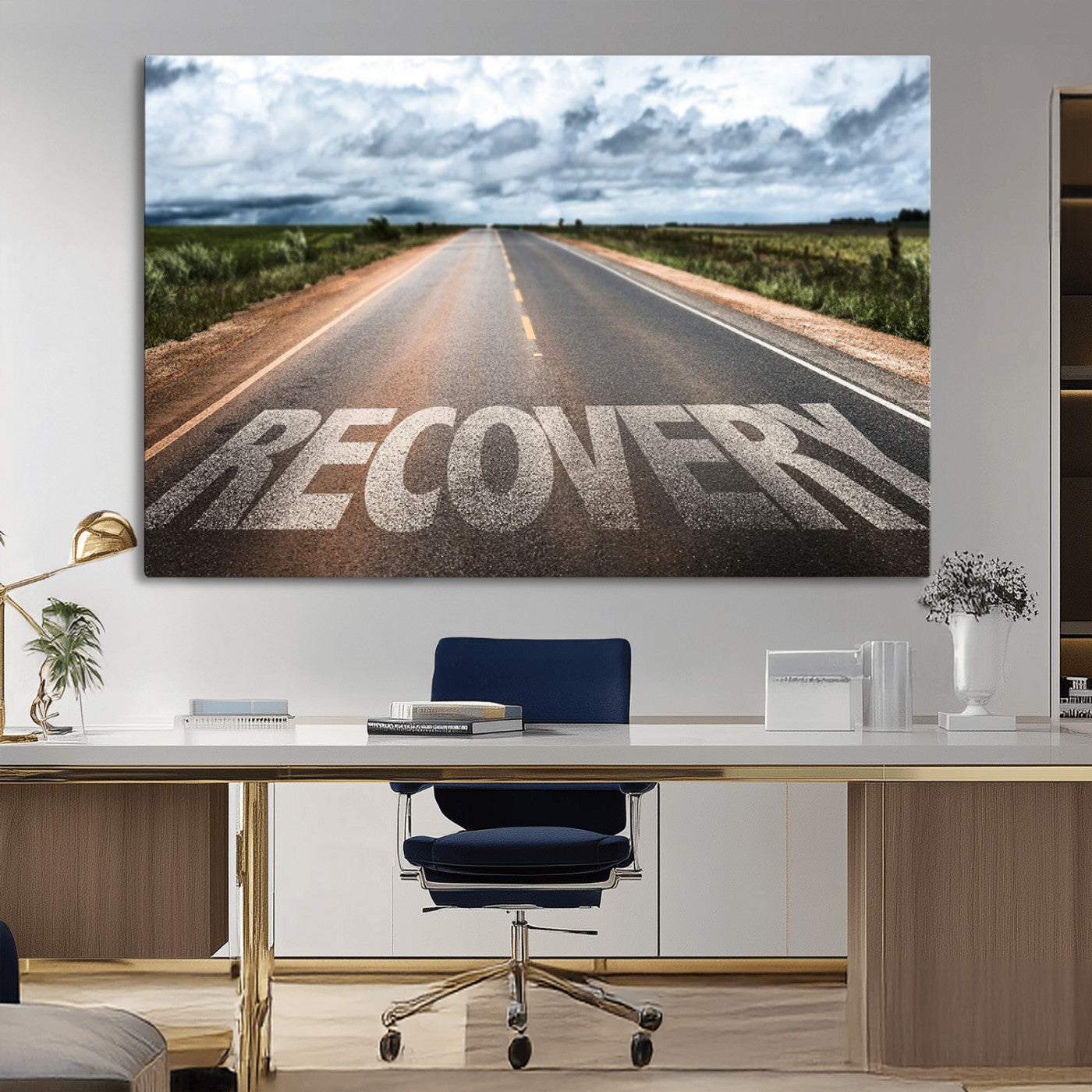50743-MGV-CV-36X24-Healing Road Wall Art – Motivational Highway Canvas Print, Inspirational Journey Decor for Office, Gym or Living Room