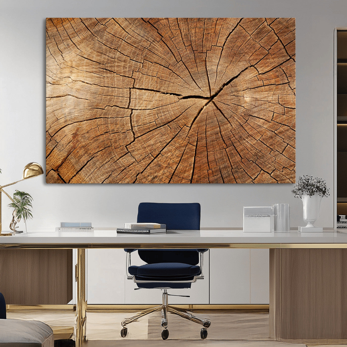 61710-MGV-CV-36X24-Tree Rings Wall Art – Rustic Wood Grain Canvas Print of Tree Trunk Cross Section, Nature Inspired Decor for Cabin, Office, Living