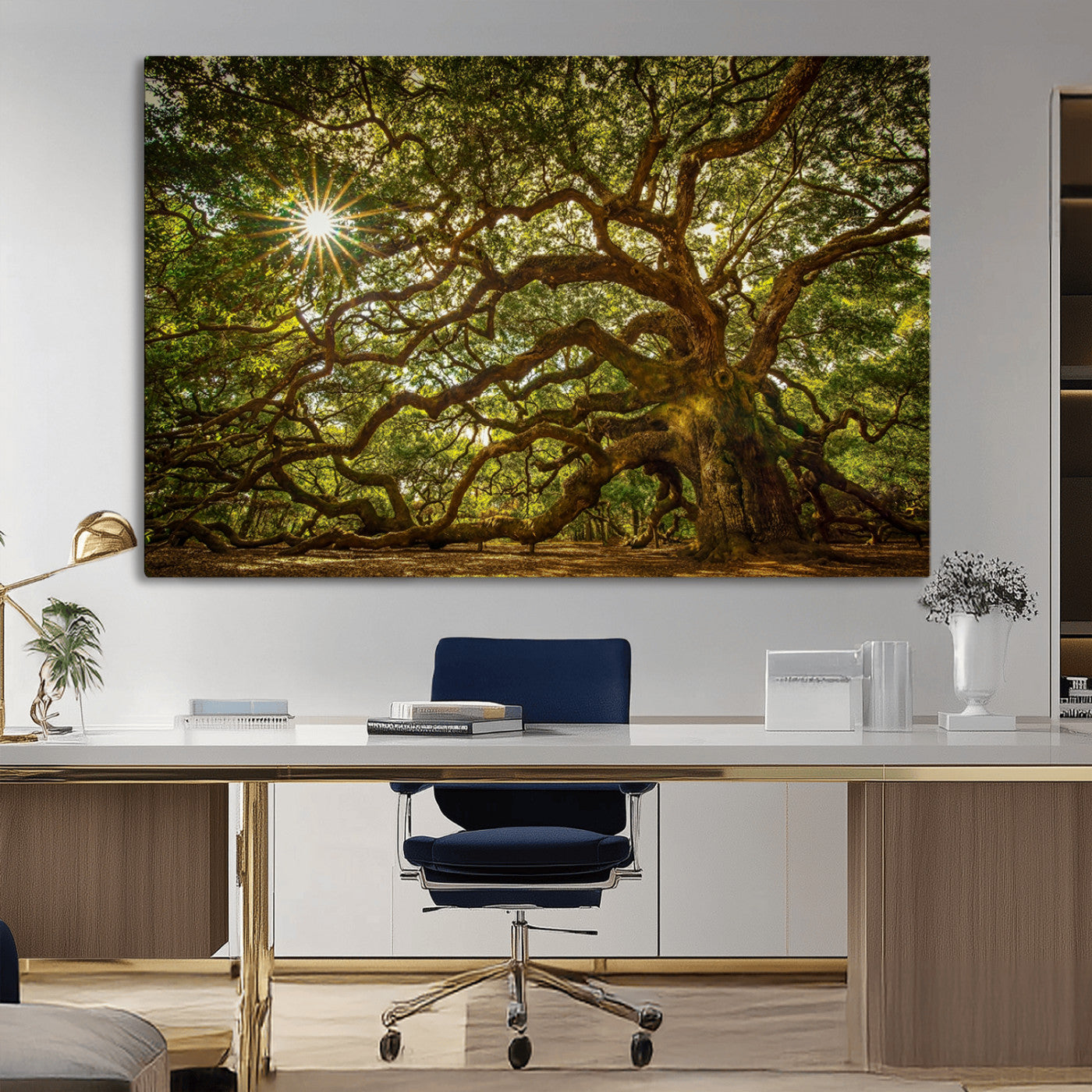 57983-MGV-CV-36X24-Angel Oak Tree Wall Art Canvas Print, Framed Oak Tree Art Picture Print, Angel Oak Perfect Rustic Nature Decor Artwork