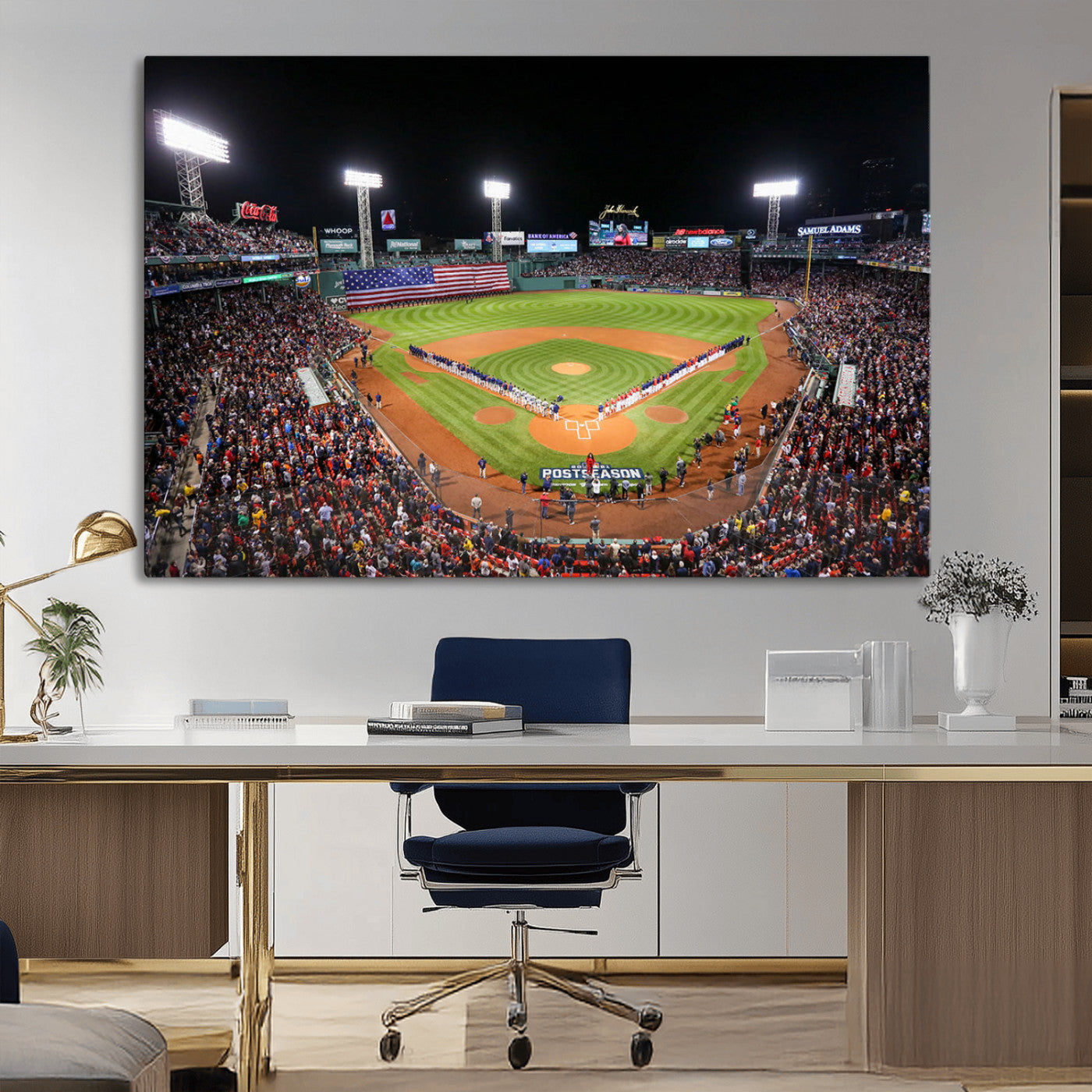 47365-MGV-CV-36X24-Fenway Park Stadium Wall Art Canvas Print, Framed Boston Baseball Stadium Art Picture Print, MLB Stadium Field Perfect Sport Room