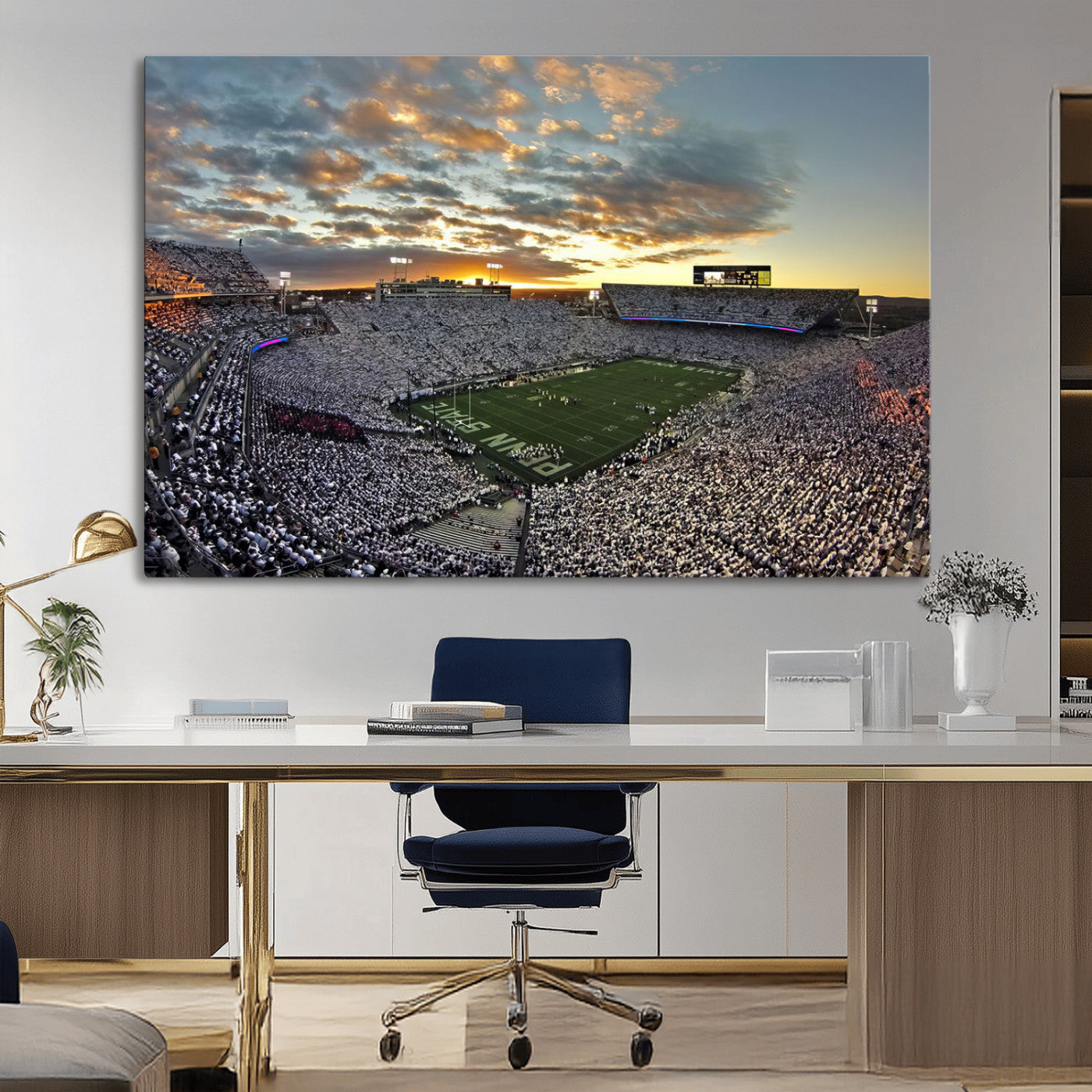 38807-MGV-CV-36X24-Beaver Stadium Wall Art Canvas Print, Framed Beaver Stadium Field Art Picture Print, Football Stadium Perfect Sport Room Decor