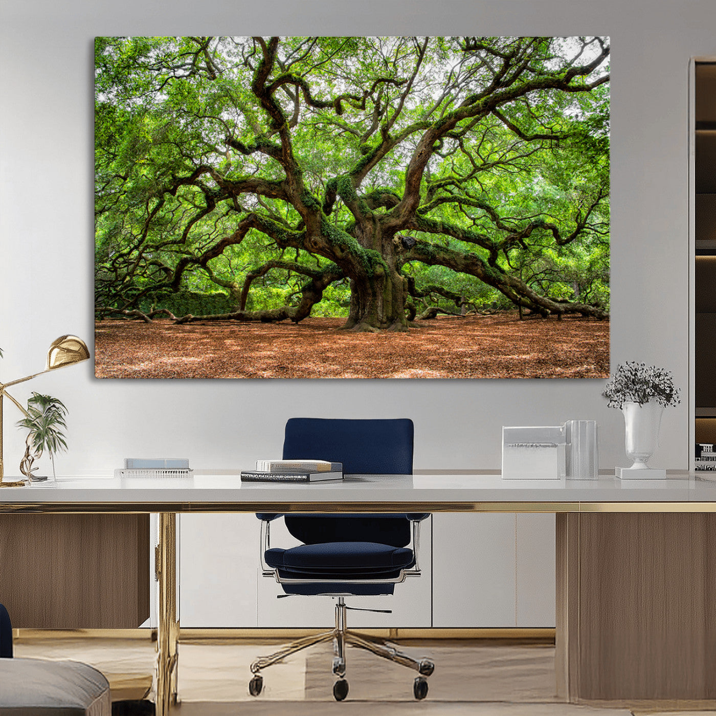 51255351-MGV-CV-36X24-Ancient Tree Wall Art – Majestic Oak Canvas Print, Large Nature Photography, Sacred Forest Landscape Wall Décor, Wisdom Tree