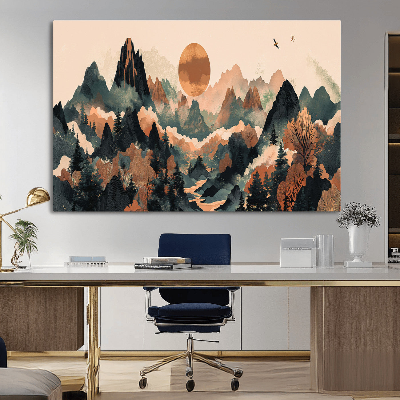46509506-MGV-CV-36X24-Mountain Wall Art – Sunset Canvas Print, Nature Inspired Artwork, Scenic Wall Decor for Living Room, Bedroom, Office