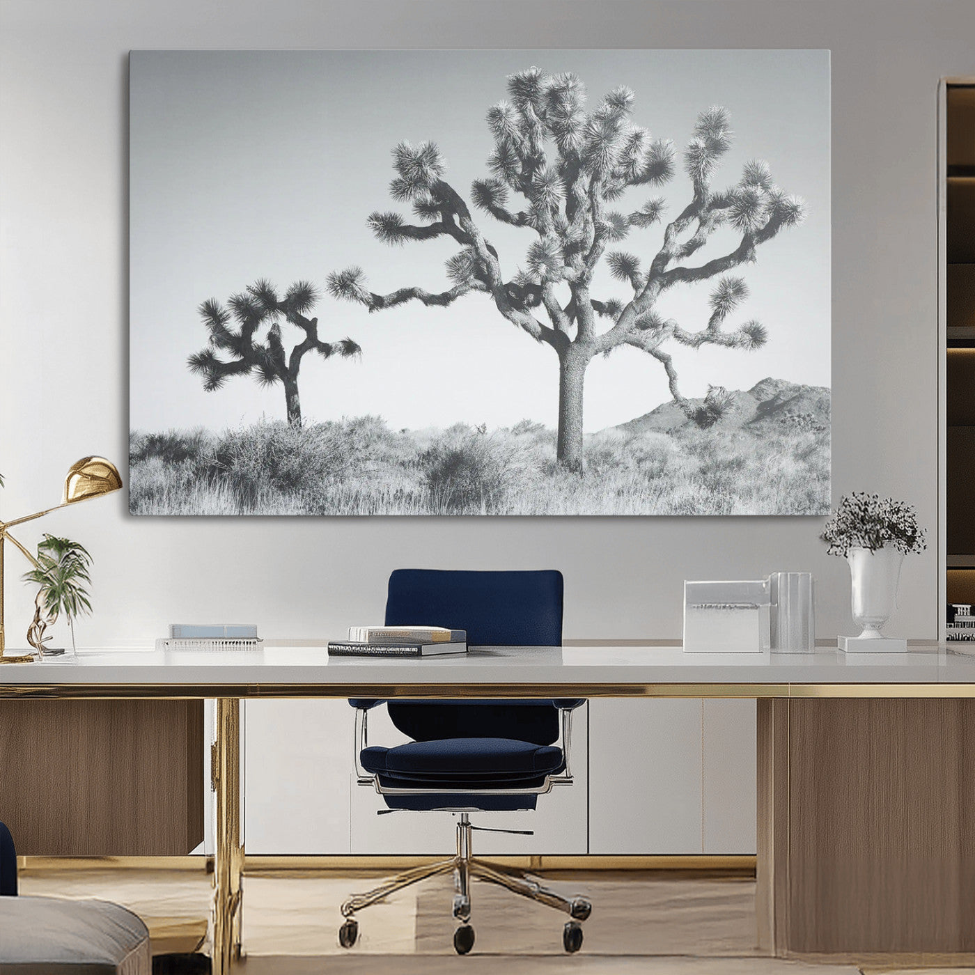 58647785-MGV-CV-36X24-Calm Earthy Aesthetic Wall Art Canvas Print, Framed Arid Terrain Decor Art Picture Print, Joshua Tree Perfect Rustic Minimalist