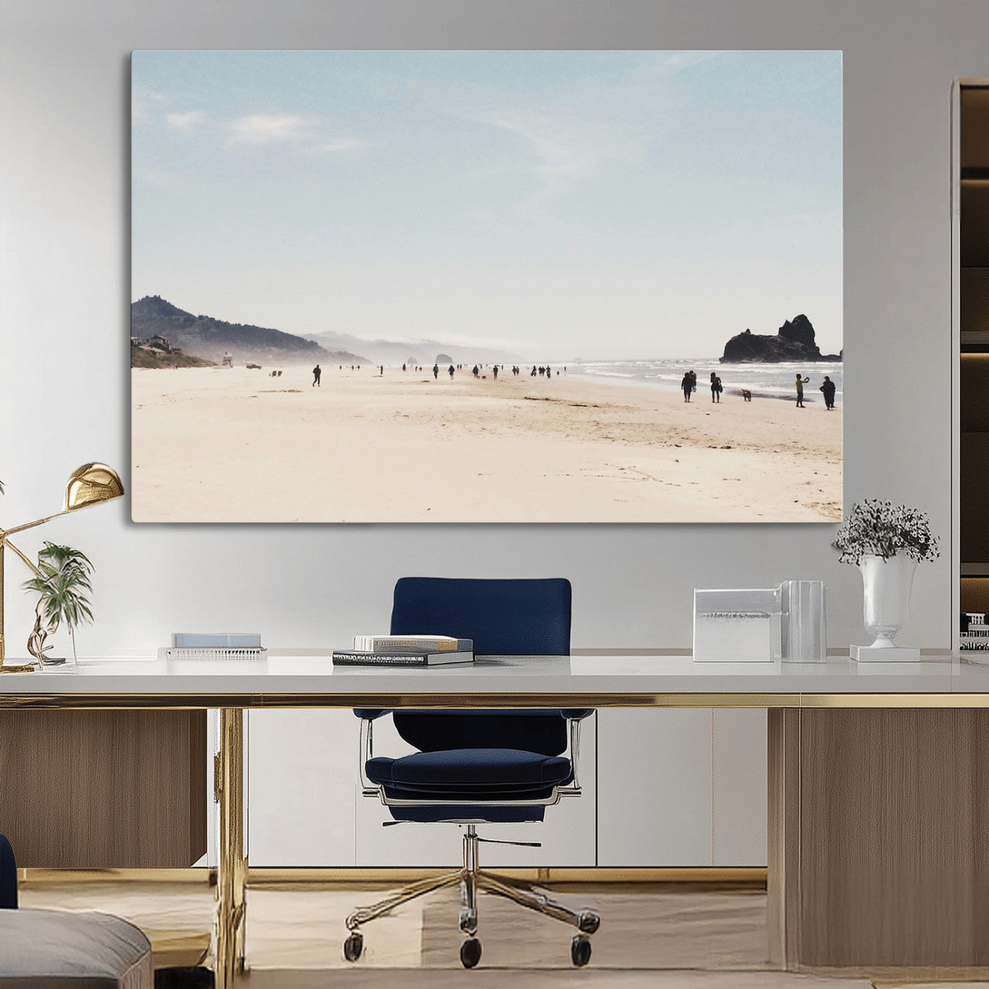 28307820-MGV-CV-36X24-Minimalist Beach Wall Art Canvas Print, Framed Coastal Serenity Art Picture Print, Soft Sand Perfect Modern Coastal Decor Artwork