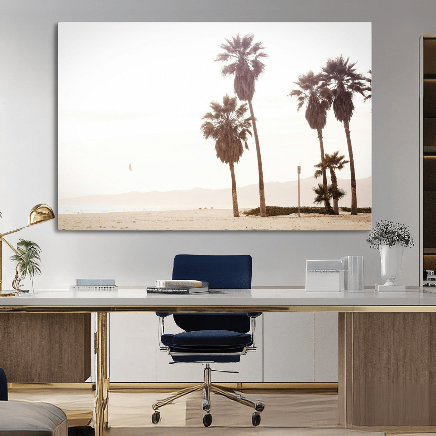 48255923-MGV-CV-36X24-Coastal Light Wall Art Canvas Print, Framed Relaxing Shoreline Art Picture Print, Minimalist Ocean Perfect Tropical Serenity Decor