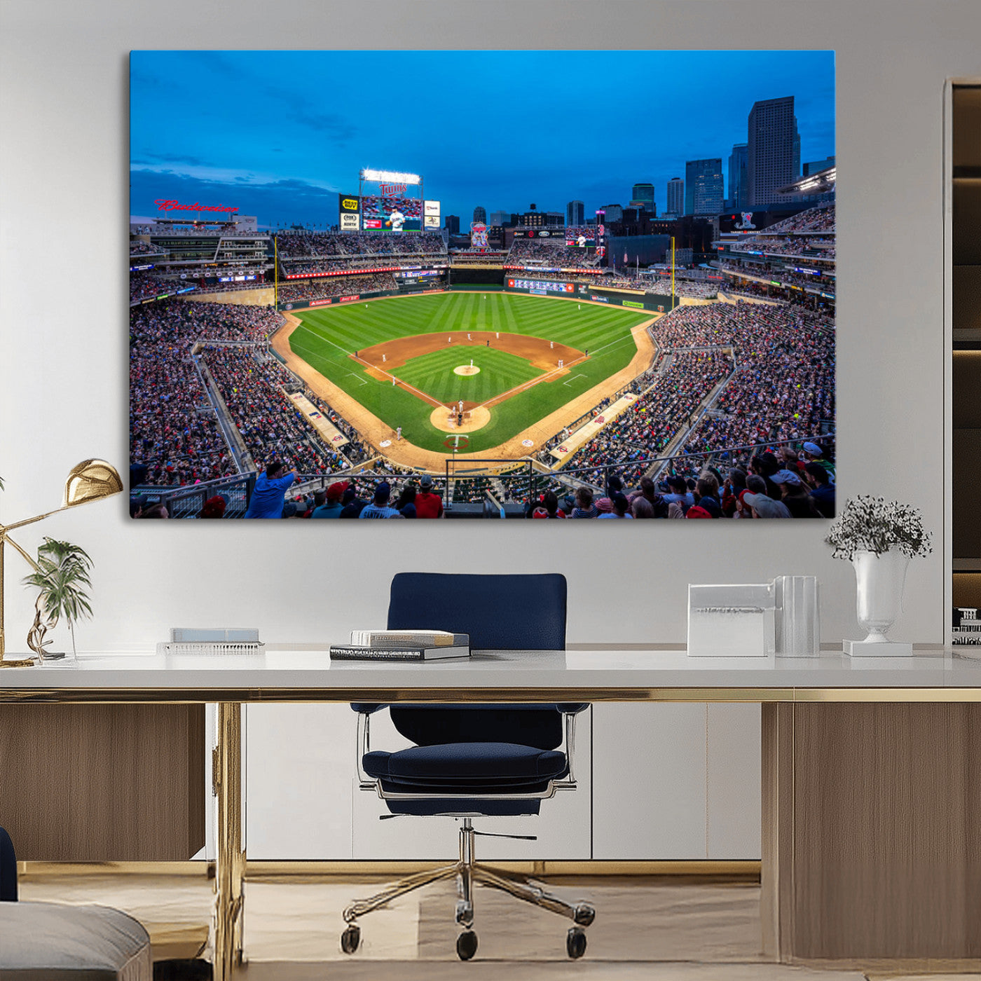 77273035-MGV-CV-36X24-Baseball Stadium Wall Art – Panoramic Evening Game Canvas Print, Sports Fan Decor for Man Cave, Office, Bar, or Living Room