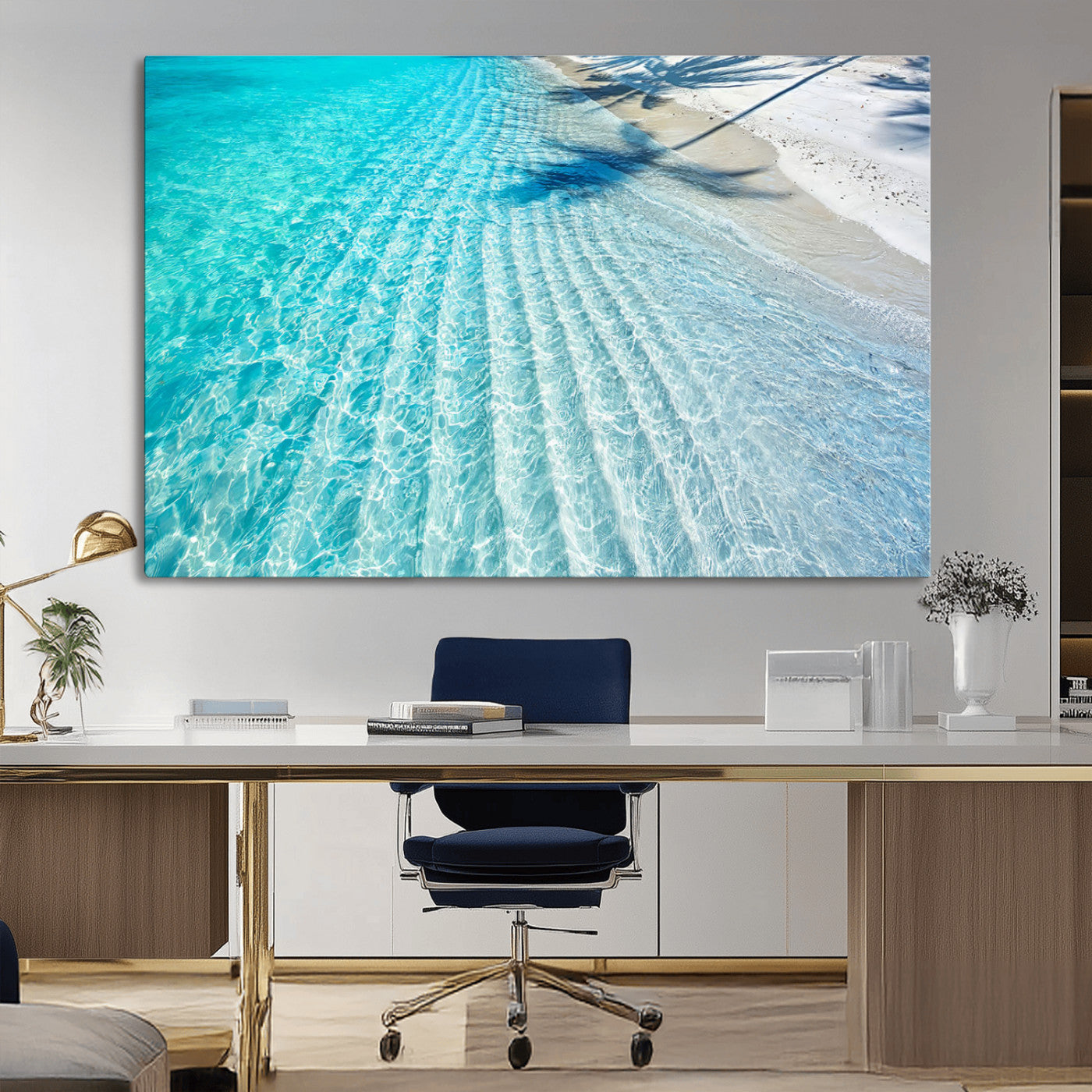 68127042-MGV-CV-36X24-Beach Wall Art – Tropical Ocean Canvas Print, Clear Water and White Sand Photography Decor for Bedroom, Living Room, Office,