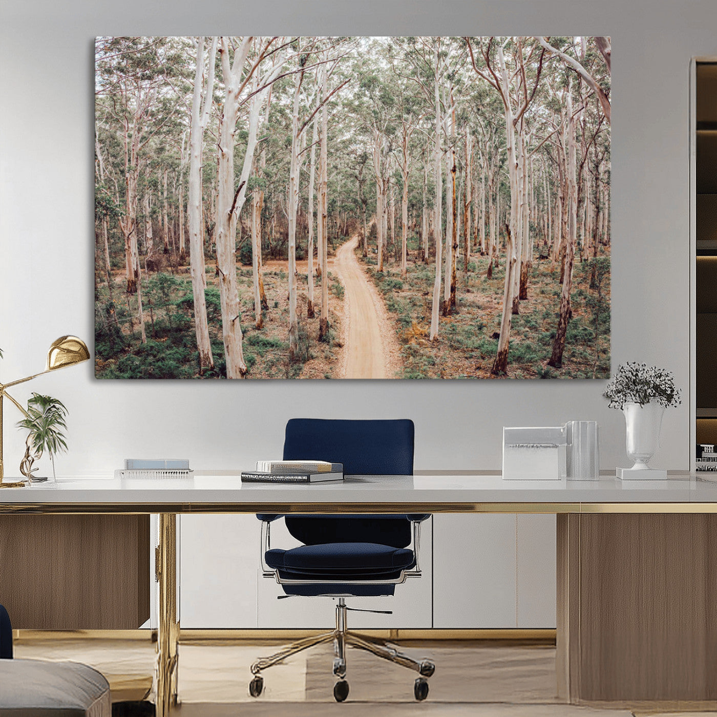 24760563-MGV-CV-36X24-Forest Wall Art – Tranquil Woodland Path Canvas Print, Scenic Nature Photography Decor for Bedroom, Living Room, Office, Cabin or