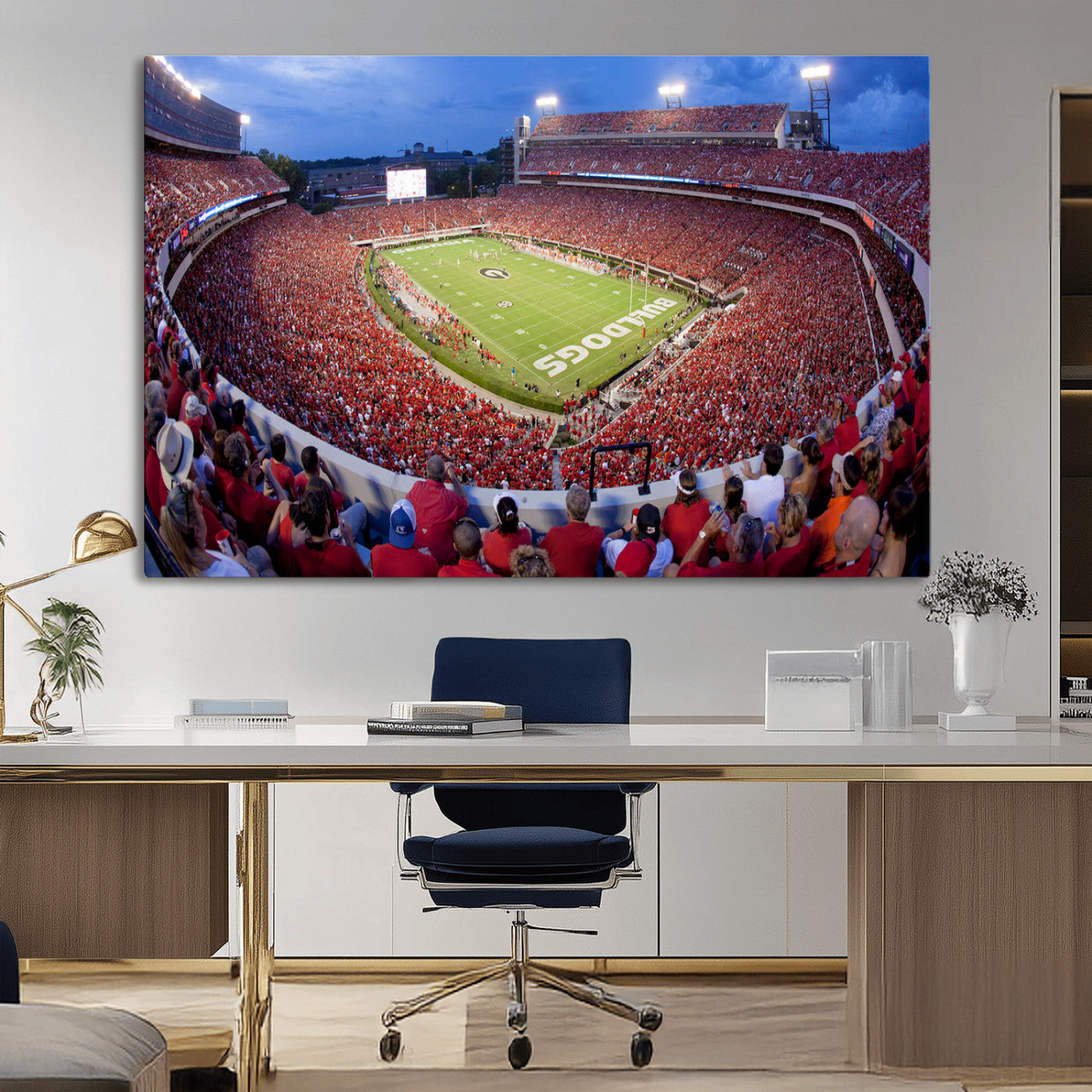 10244378-MGV-CV-36X24-Sanford Stadium Wall Art – Georgia Bulldogs Football Panoramic Evening Canvas Print, College Game Day Decor for Man Cave, Bar, or