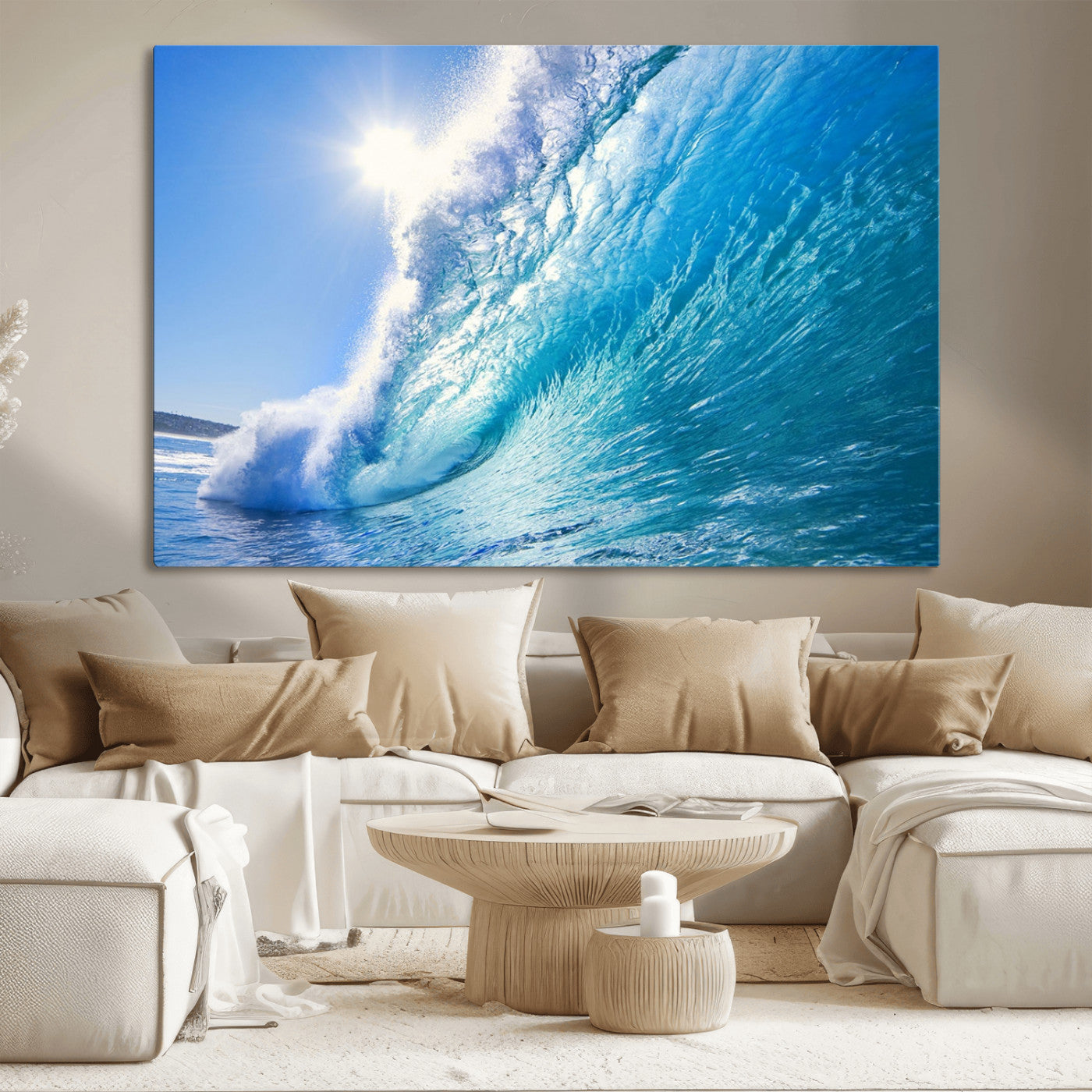 37494-MGV-CV-36X24-Ocean Wave Canvas Art – Stunning Blue Wave Photography, Coastal Wall Decor for Living Room, Bedroom or Office