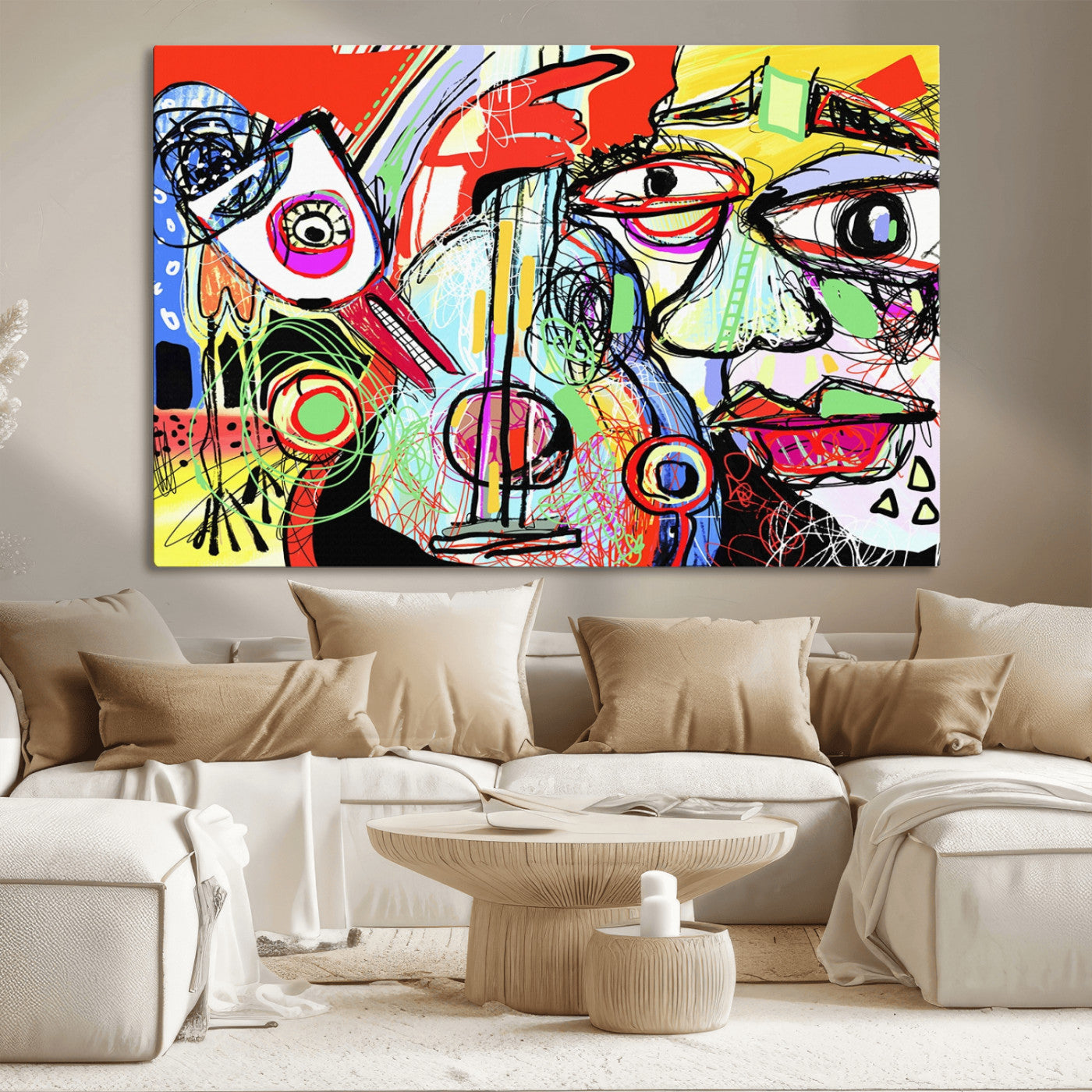 37796-MGV-CV-36X24-Picasso Style Wall Art Canvas Print, Framed Picasso Art Picture Print, Picasso Cubism Perfect Modern Abstract Decor Artwork