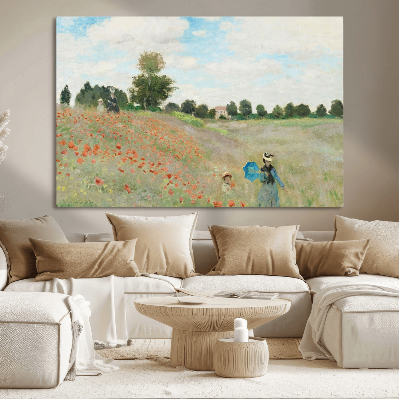 74890-MGV-CV-36X24-Monet Poppy Field Wall Art – Impressionist Landscape Canvas Print, Classic French Artwork for Living Room, Bedroom or Office Decor