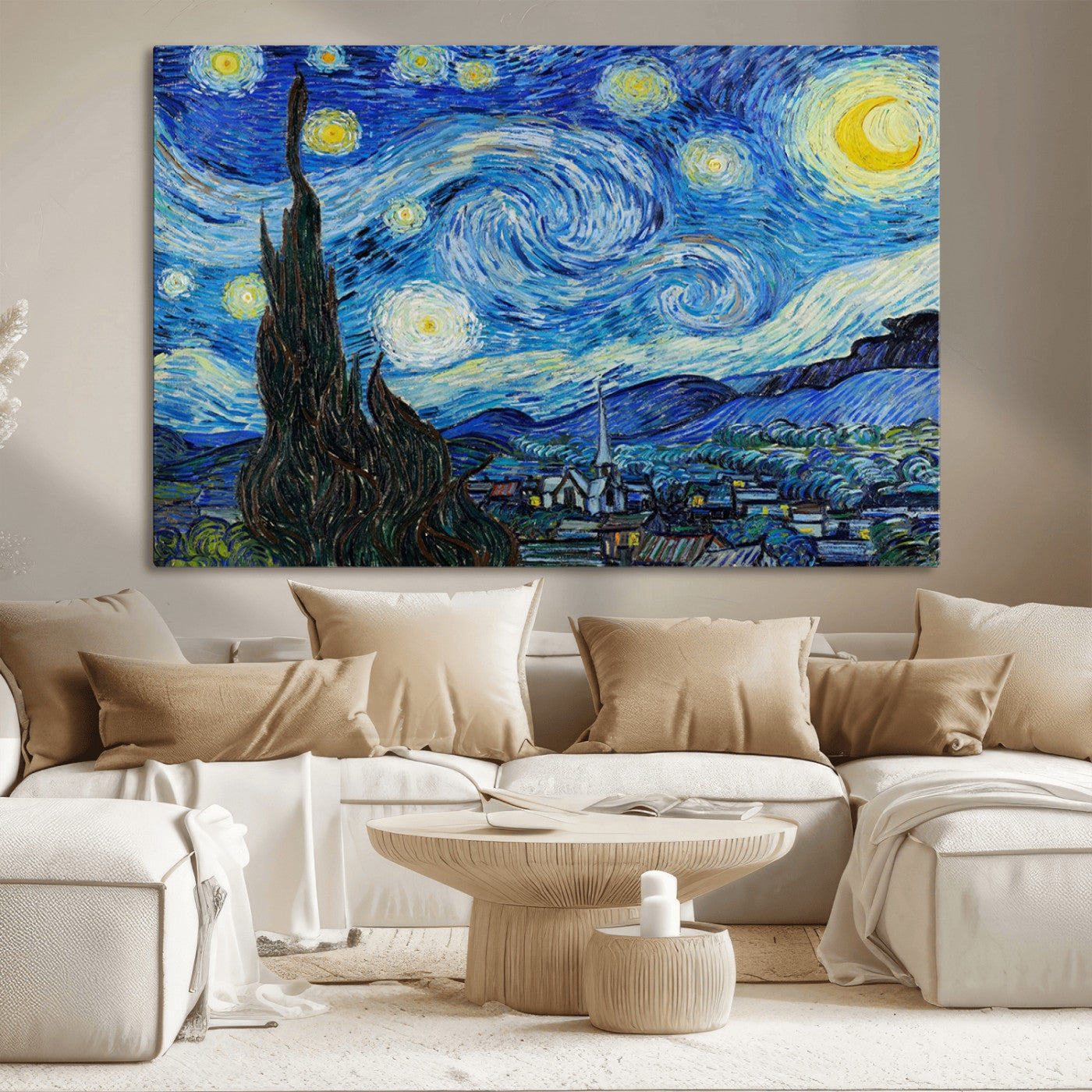 39177-MGV-CV-36X24-Starry Night Wall Art – Vincent van Gogh Famous Painting Canvas Print, Timeless Starry Sky Decor for Living Room, Bedroom or