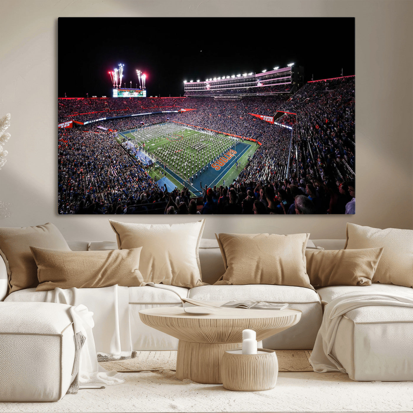 46899-MGV-CV-36X24-Ben Hill Griffin Stadium Wall Art Canvas Print, Framed Football Stadium Art Picture Print, Florida Football Stadium Perfect Sport