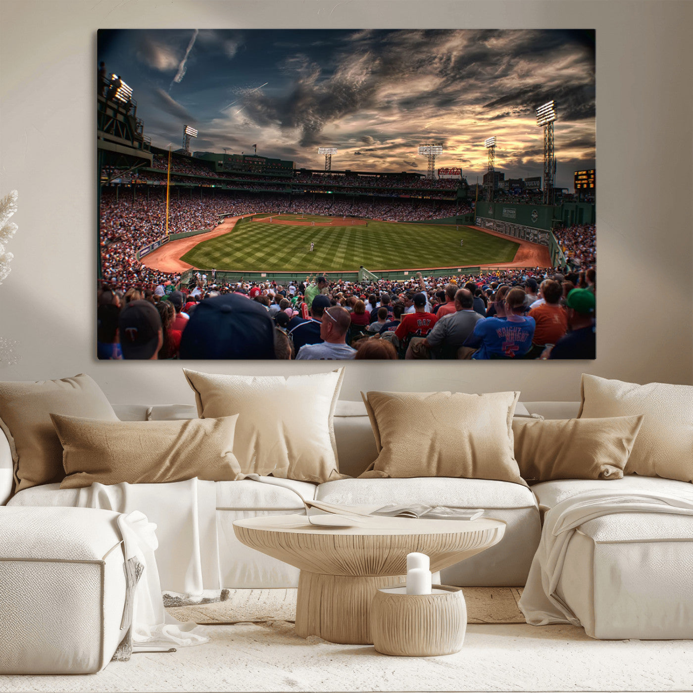 53432-MGV-CV-36X24-Fenway Park Stadium Wall Art Canvas Print, Framed Boston Baseball Stadium Art Picture Print, Massachusetts Fenway Park Perfect
