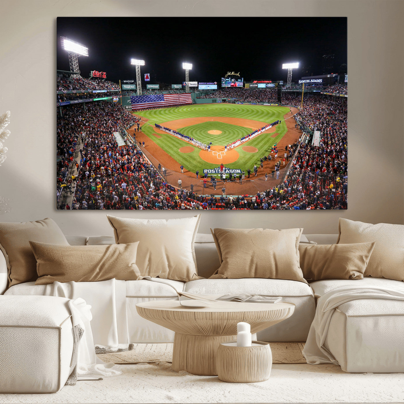 47365-MGV-CV-36X24-Fenway Park Stadium Wall Art Canvas Print, Framed Boston Baseball Stadium Art Picture Print, MLB Stadium Field Perfect Sport Room