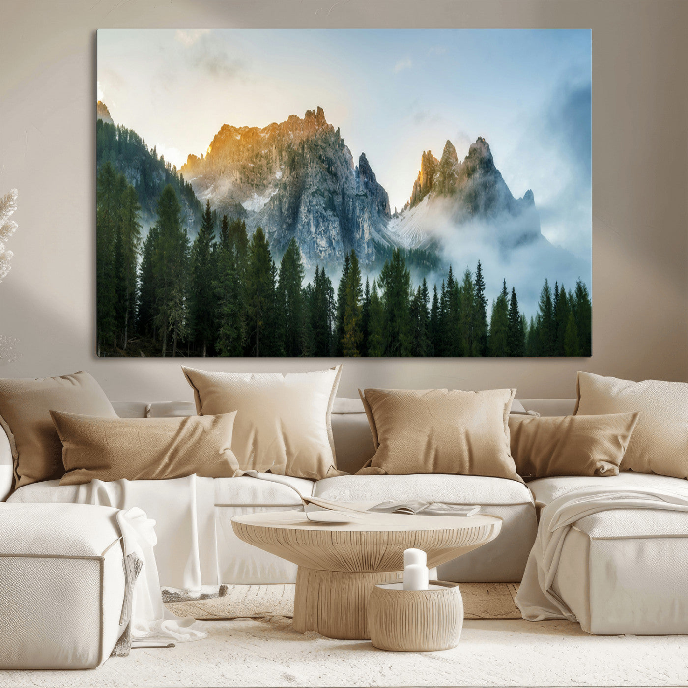 21145440-MGV-CV-36X24-Wilderness Wall Art Wall Art Canvas Print, Framed Nature Landscape Decor Art Picture Print, Misty Forest Photography Perfect