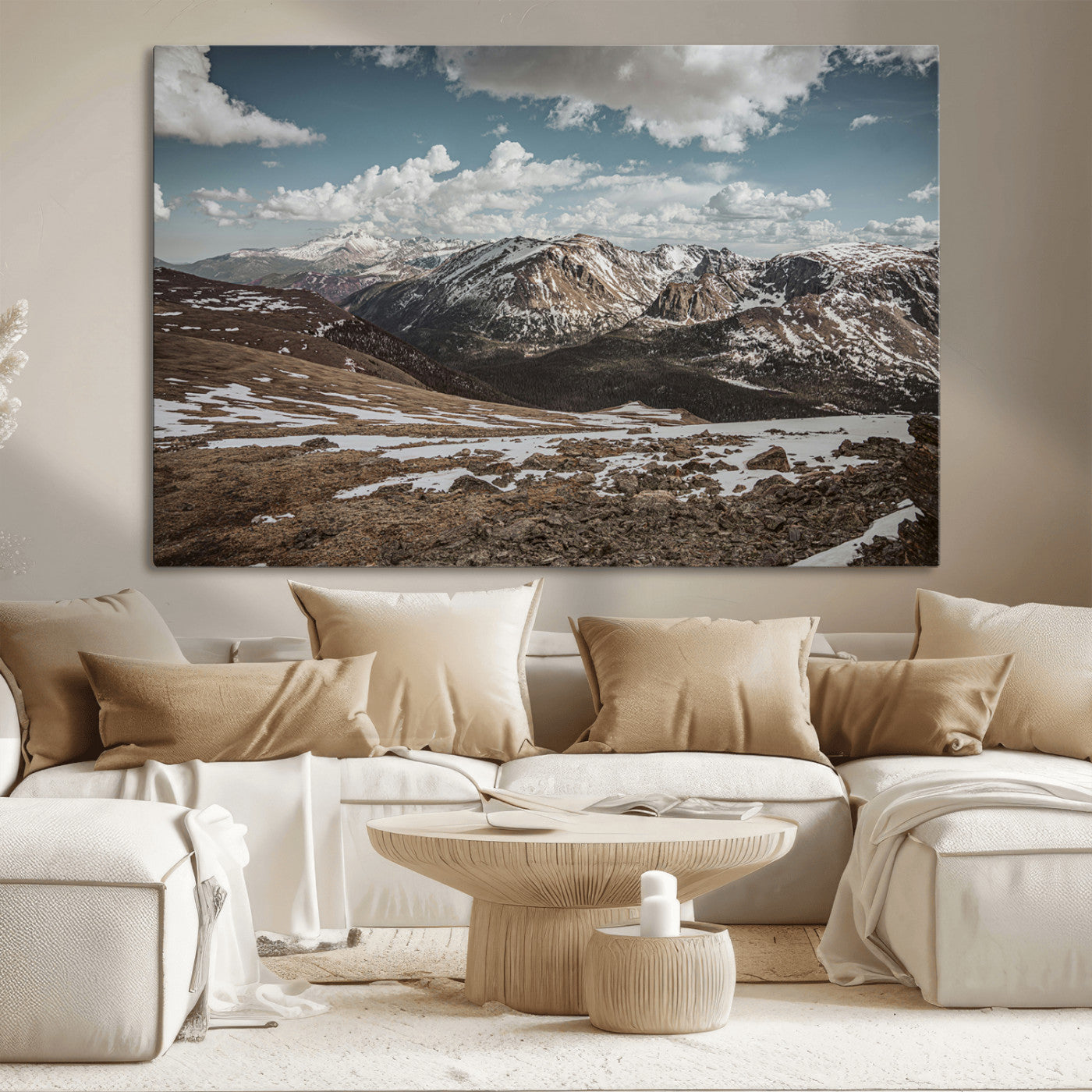 44565953-MGV-CV-36X24-Mountain Landscape Wall Art Canvas Print, Framed Snowy Peaks Art Picture Print, Rugged Highlands Perfect Rustic Adventure Decor