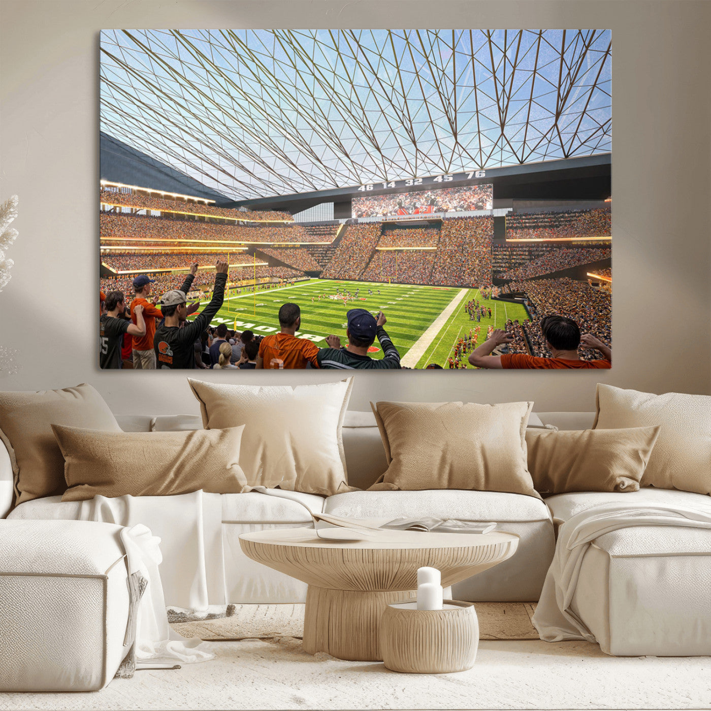 81960112-MGV-CV-36X24-Futuristic Football Stadium Wall Art – Modern Dome Arena Canvas Print, Chicago Bears Concept Design Sports Decor for Man Cave or