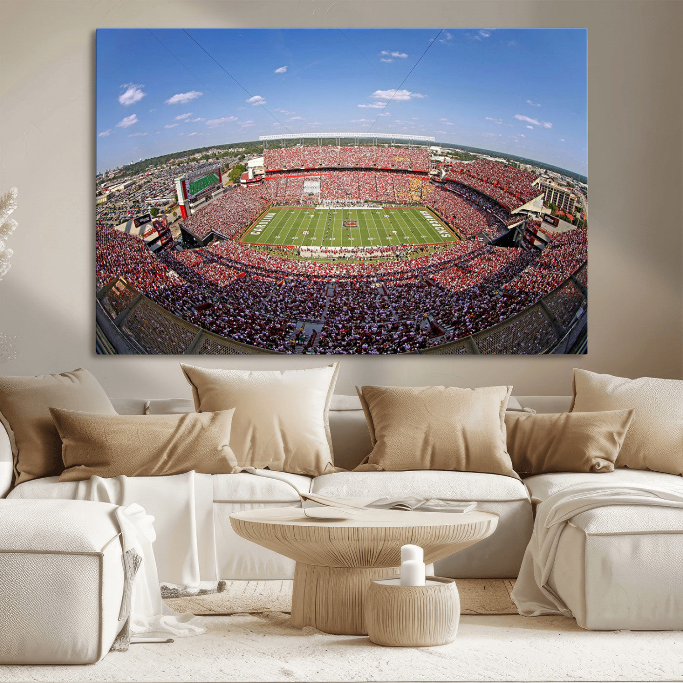 29492070-MGV-CV-36X24-Stadium Wall Art – Panoramic College Football Canvas Print, Game Day Crowd and Field Scene, Sports Photography Decor for Office,