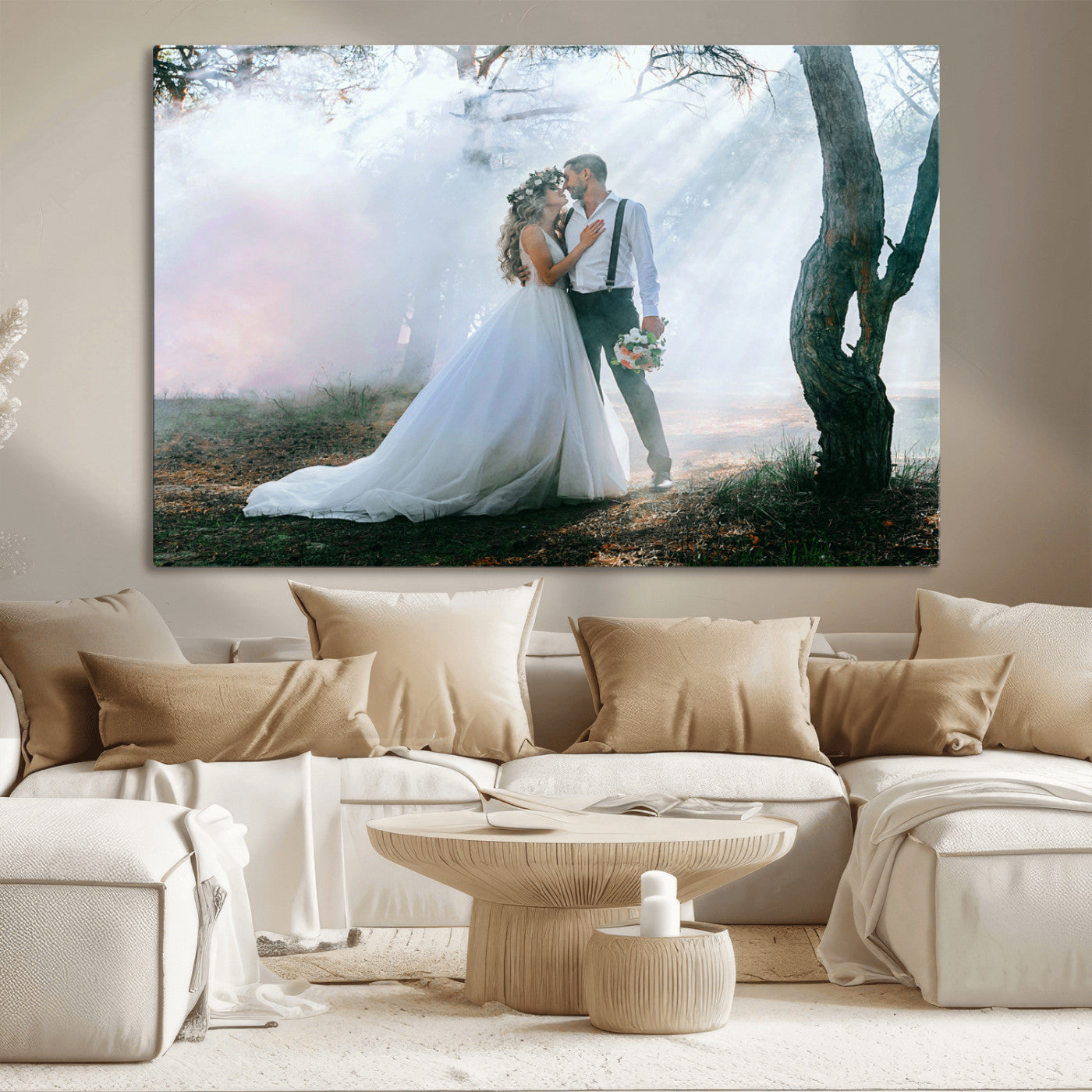 CSTM913-MGV-CV-36X24-Framed Wedding Canvas Print - Custom Wall Art Keepsake for Couples, Elegant Home Decoration Gift, Create Your Own Photo Canvas