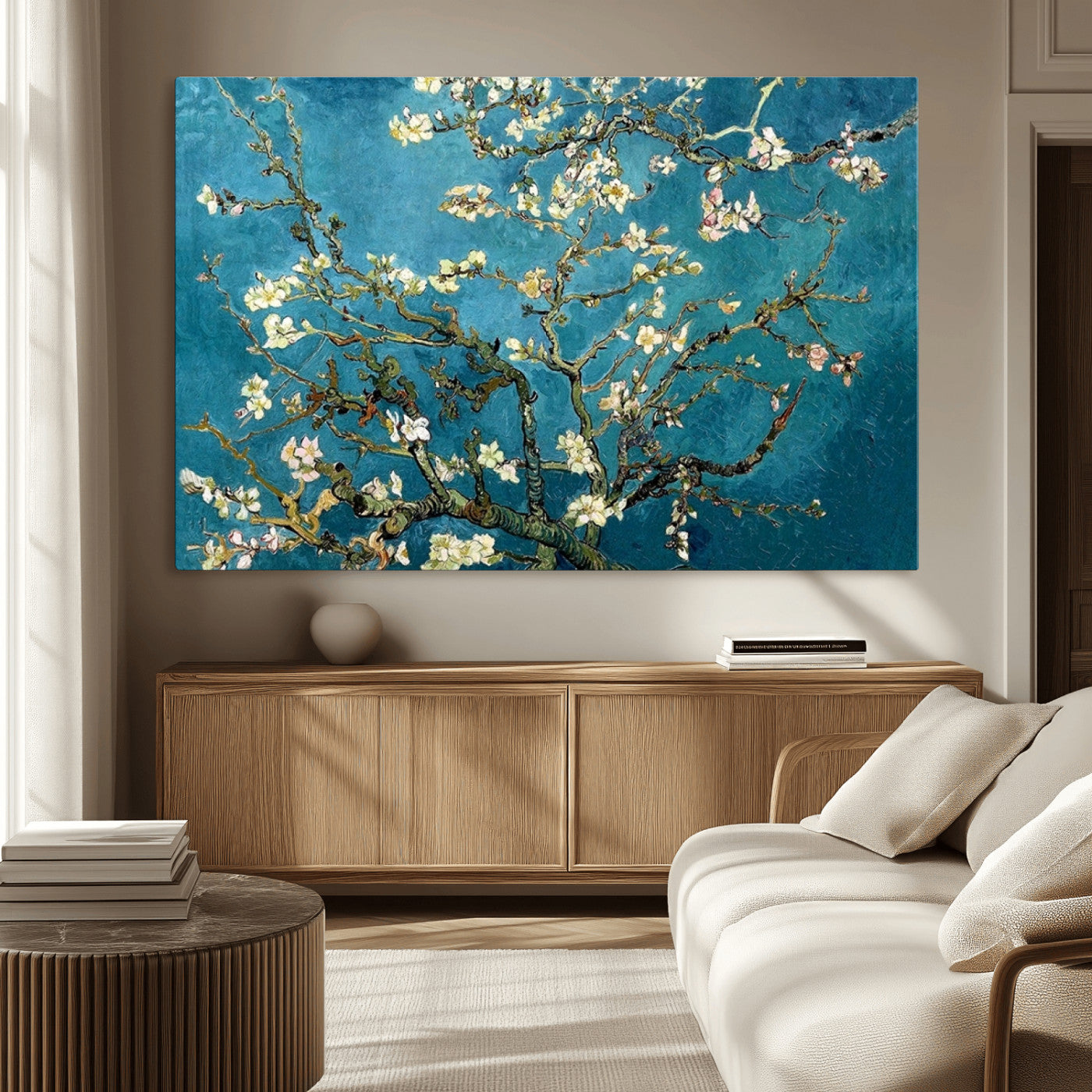 91714-MGV-CV-36X24-Almond Blossoms Wall Art – Handcrafted Van Gogh Inspired Floral Canvas Print, Beautiful Nature Decor for Living Room, Bedroom, or
