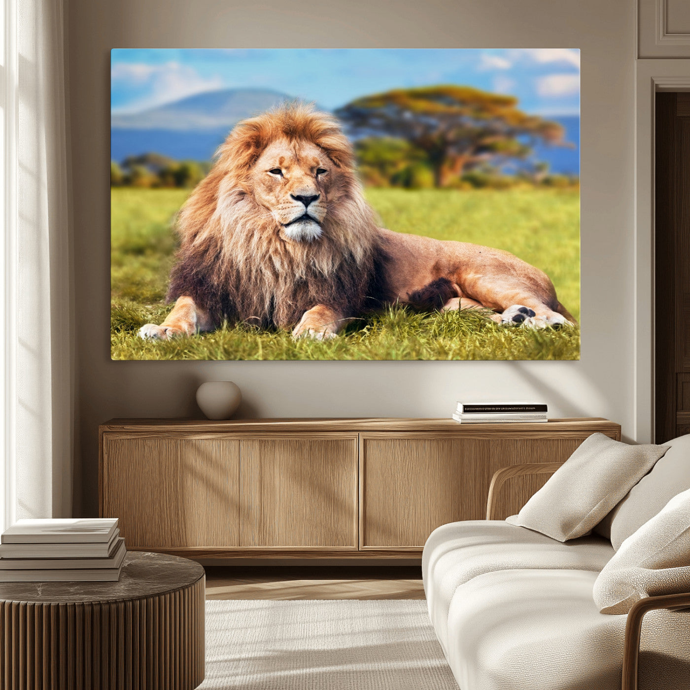 67826-MGV-CV-36X24-Majestic Lion Wall Art – King of the Jungle Canvas Print, Safari Wildlife Decor for Living Room, Office, or Man Cave