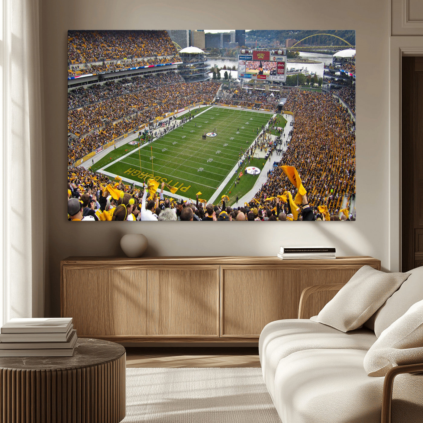51419-MGV-CV-36X24-Heinz Field Wall Art Canvas Print, Framed Pittsburgh Stadium Field Art Picture Print, Heinz Stadium Field Perfect Sports Room