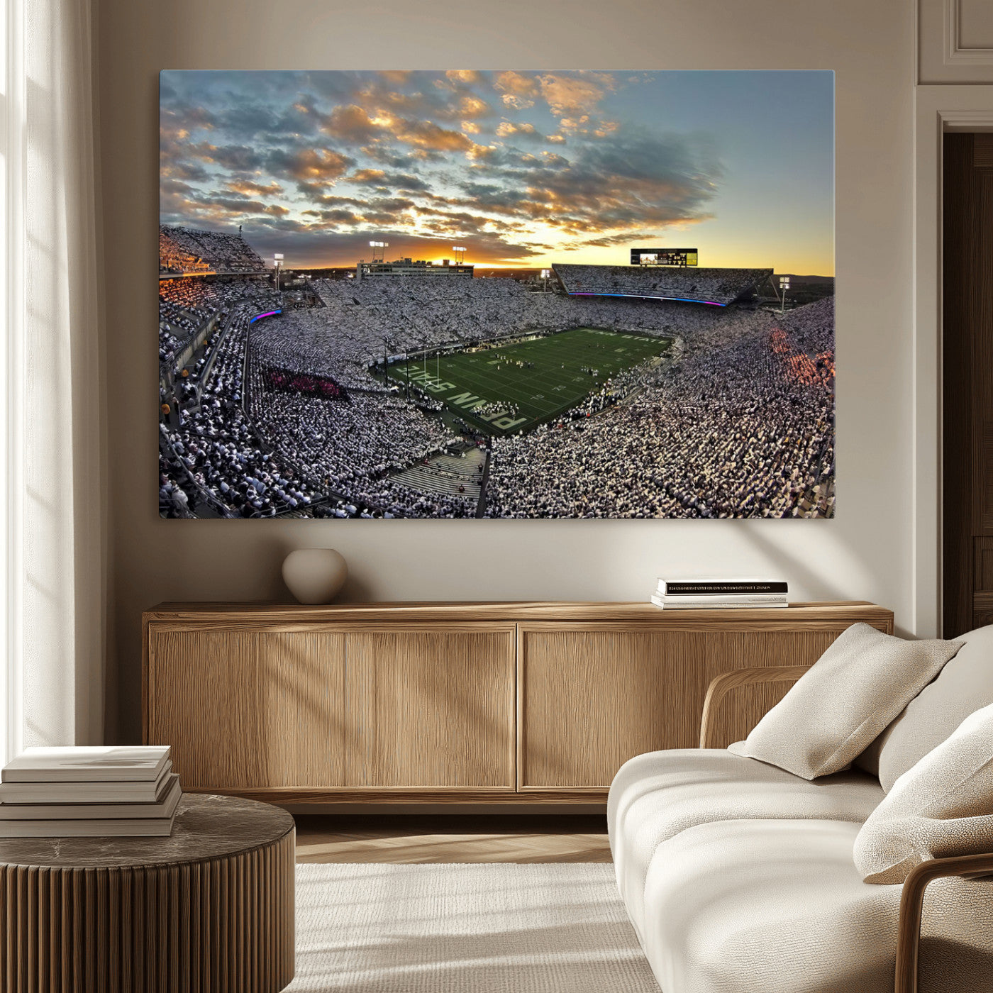 38807-MGV-CV-36X24-Beaver Stadium Wall Art Canvas Print, Framed Beaver Stadium Field Art Picture Print, Football Stadium Perfect Sport Room Decor
