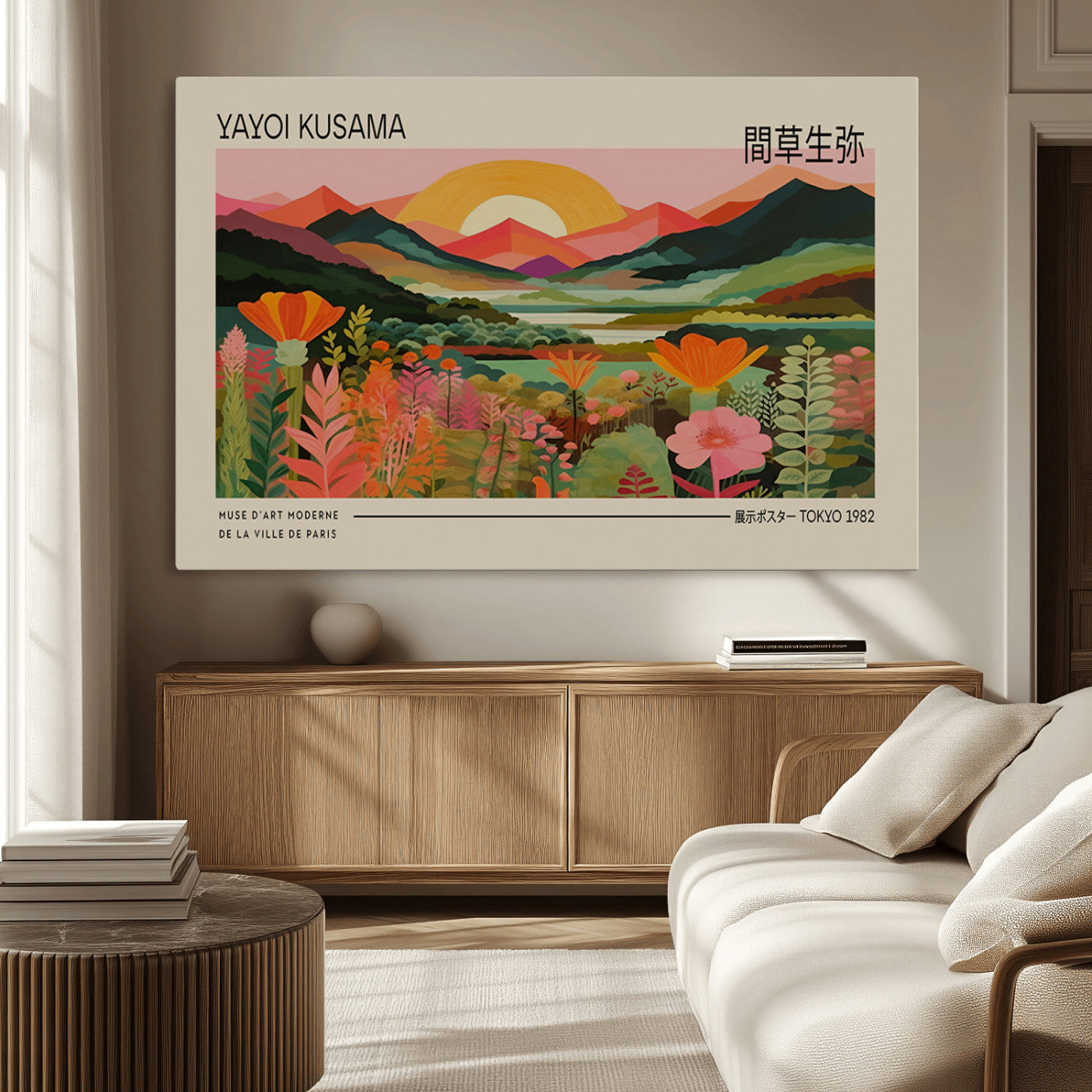 17753-MGV-CV-36X24-Floral Sunset Landscape Wall Art – Panoramic Nature Canvas Print, Vibrant Botanical Artwork for Living Room, Bedroom, Office, or