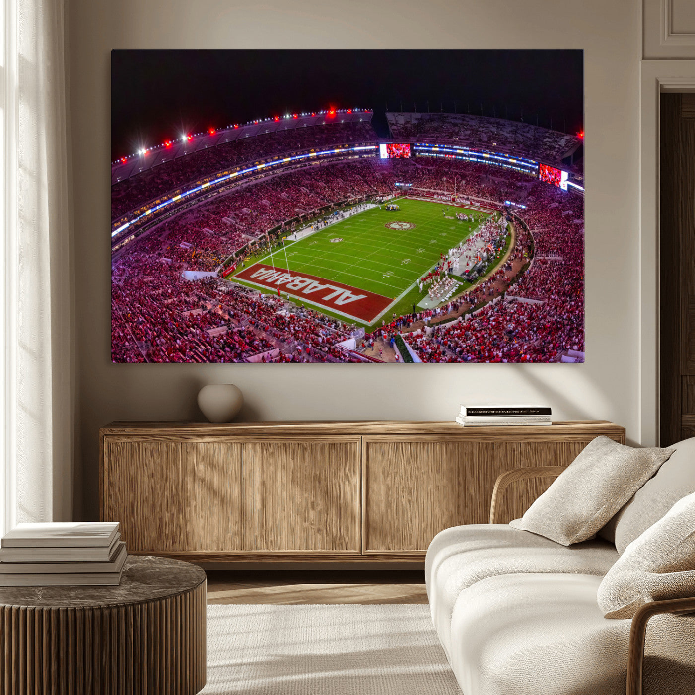 11343-MGV-CV-36X24-Bryant-Denny Stadium Wall Art – Panoramic Alabama Crimson Tide Football Field Canvas Print, Game Day Decor for Office, Man Cave or