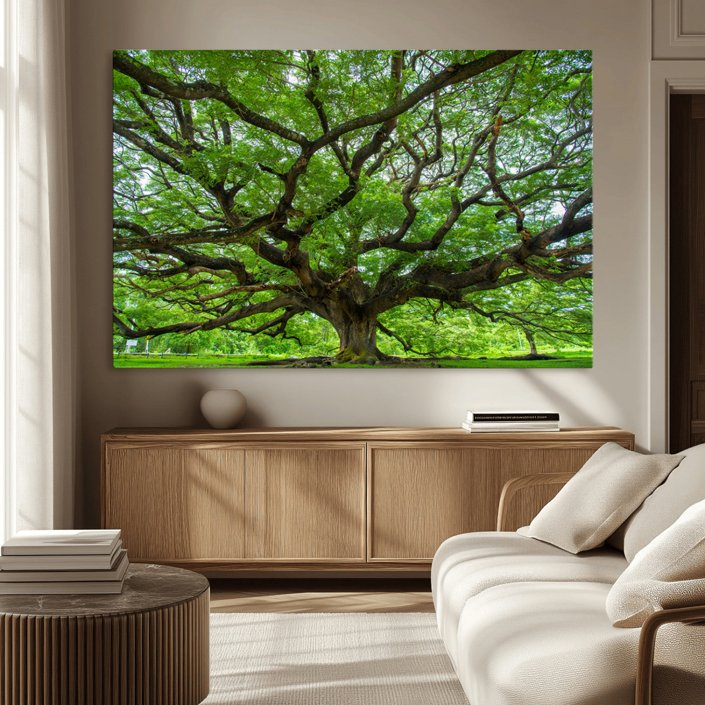 49375306-MGV-CV-36X24-Ancient Tree Wall Art Canvas Print, Framed Sprawling Branches Art Picture Print, Gnarling Tree Perfect Earthy Natural Decor