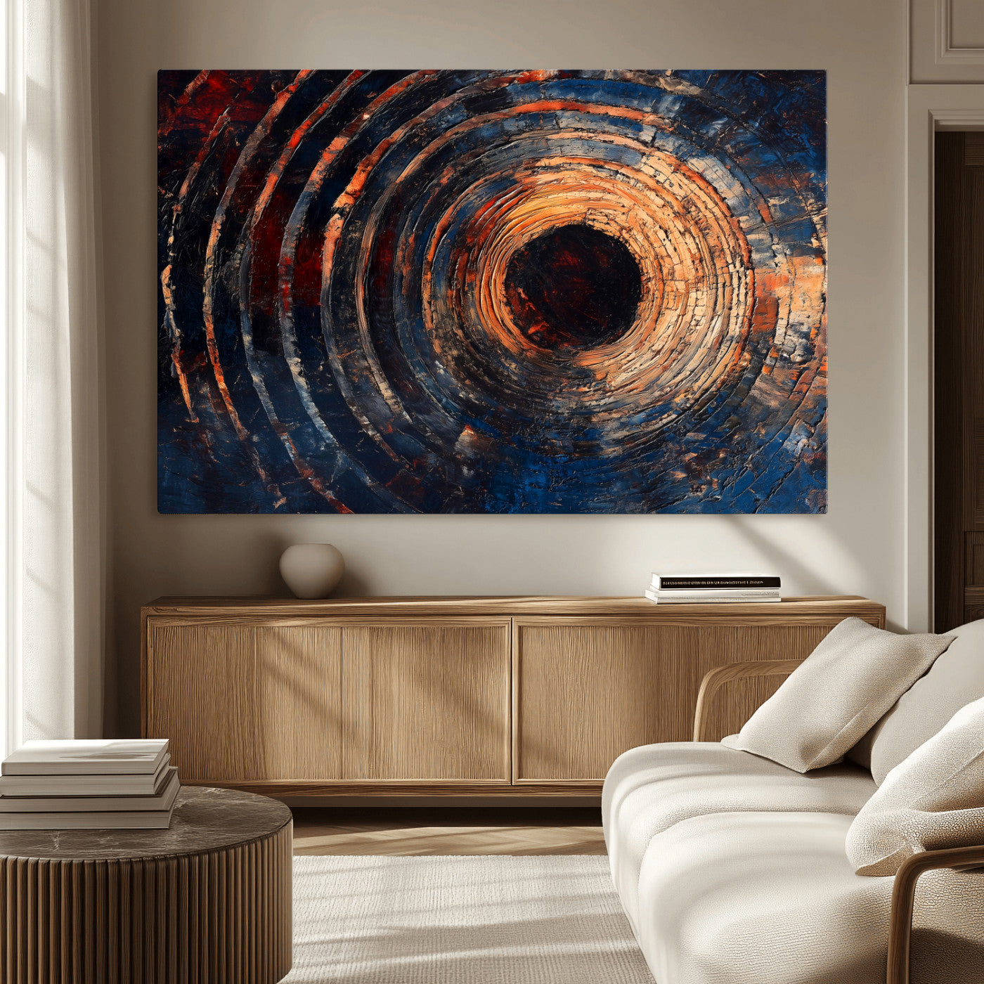 10017879-MGV-CV-36X24-Wood Tree Ring Wall Art Canvas Print, Framed Natural Wood Art Picture Print, Rustic Tree Slice Perfect Rustic Decor Artwork