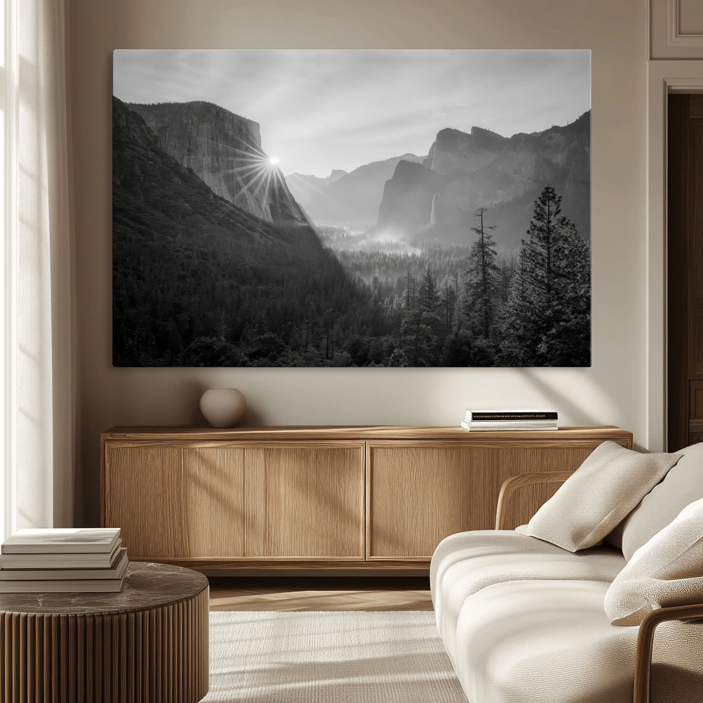 39278955-MGV-CV-36X24-Yosemite Valley Wall Art Canvas Print, Framed El Capitan Art Picture Print, Misty Mountain Perfect Modern Rustic Decor Artwork