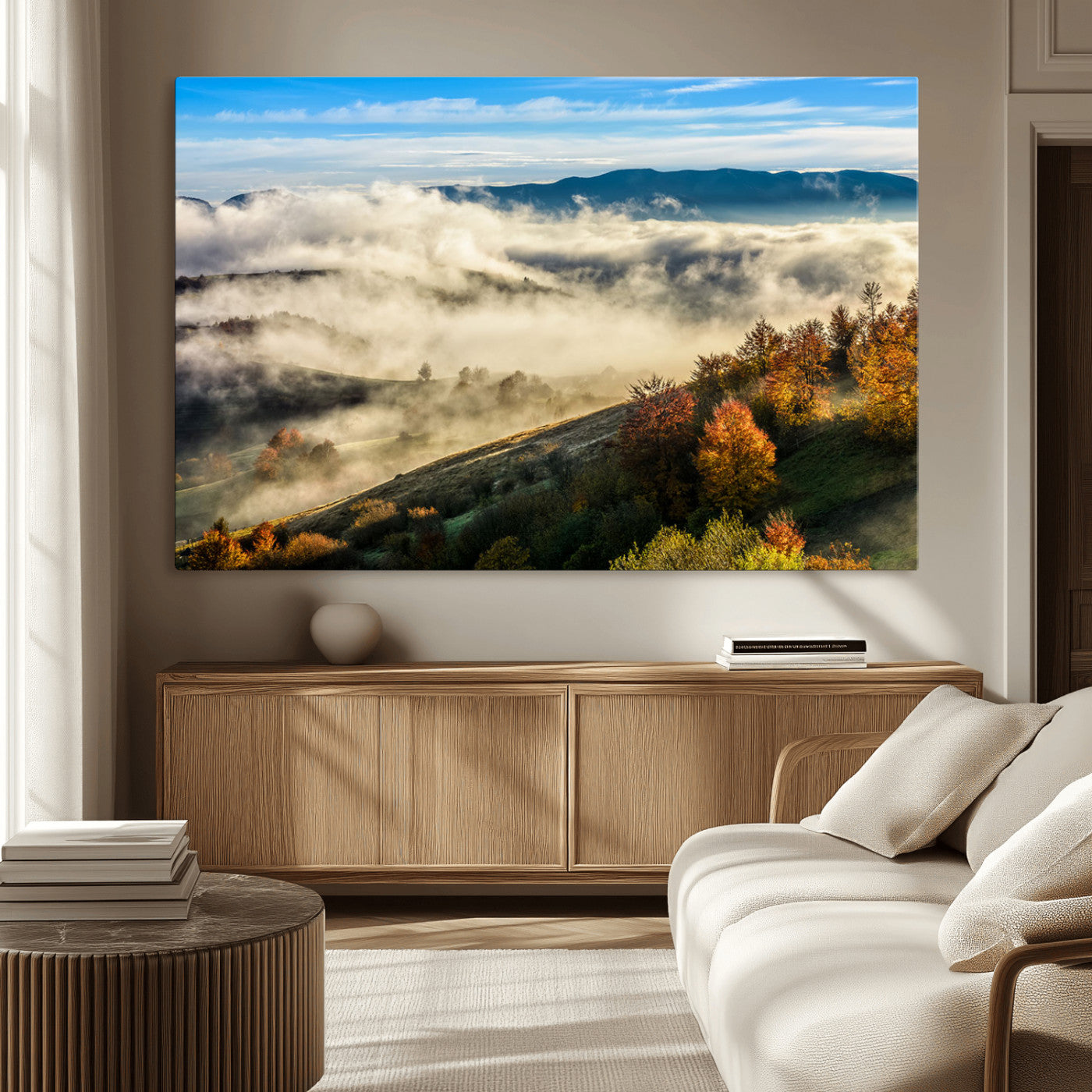 21551192-MGV-CV-36X24-Landscape Wall Art – Autumn Mountain View Canvas Print, Scenic Nature Photography Decor for Bedroom, Living Room, Office, Cabin or