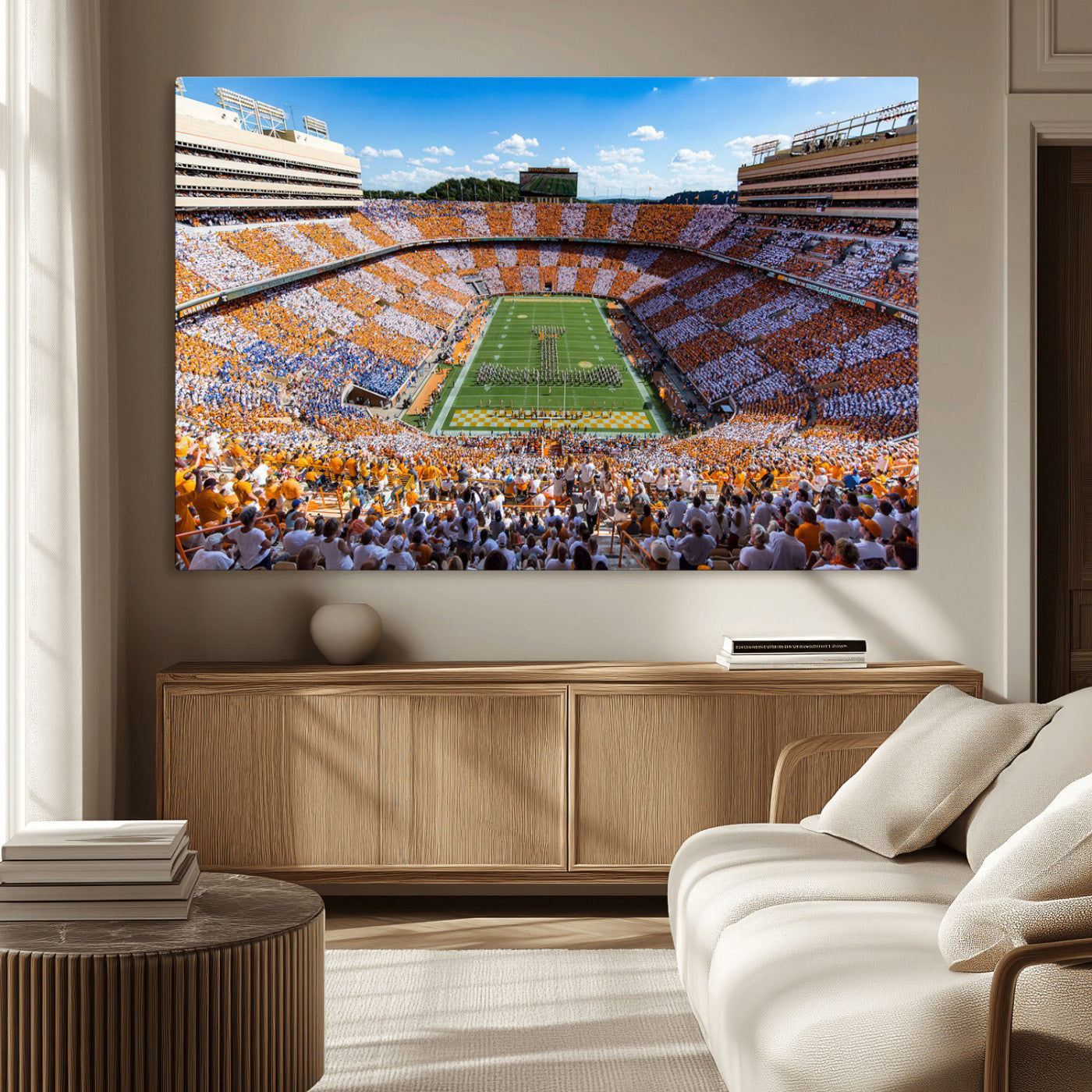 77097951-MGV-CV-36X24-Neyland Stadium Wall Art – Panoramic Tennessee Volunteers Football Field Canvas Print, Game Day Decor for Office, Man Cave, Living